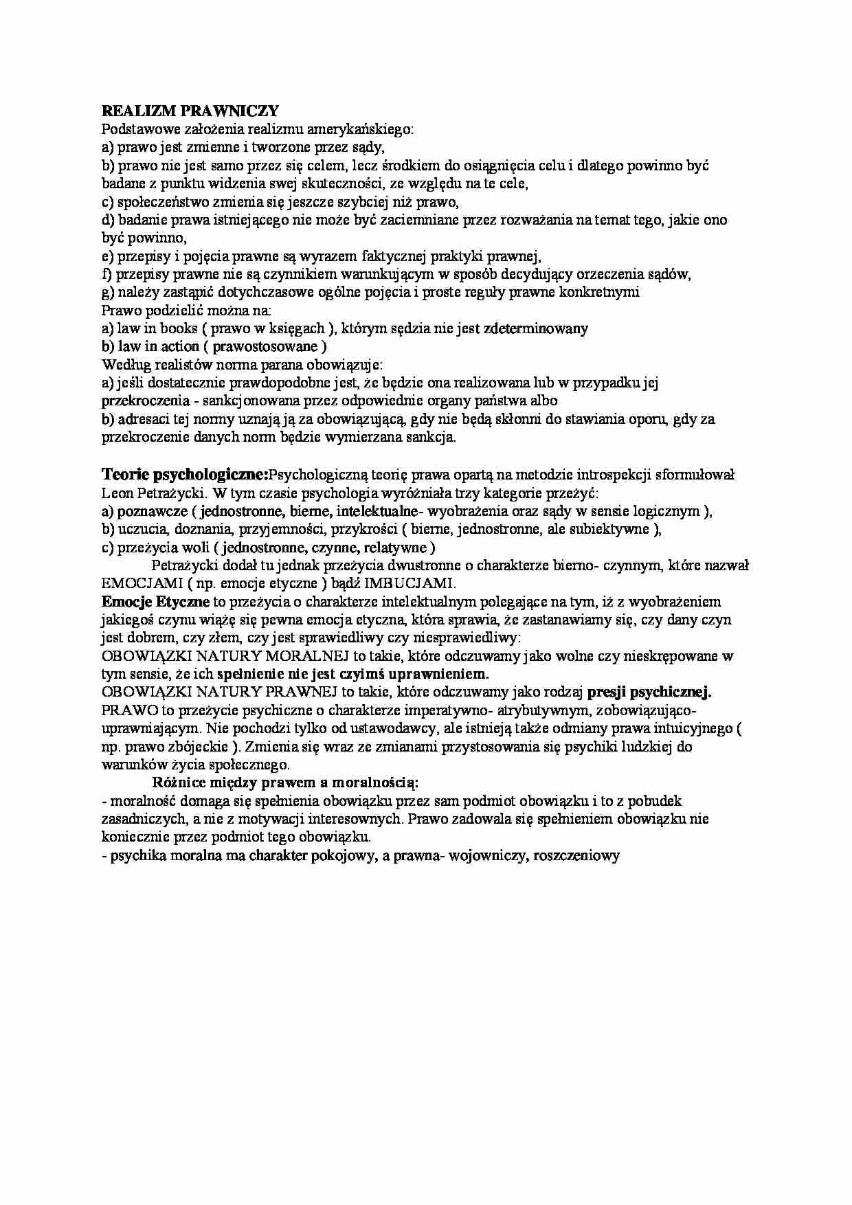 Realizm prawniczy - wykład - strona 1