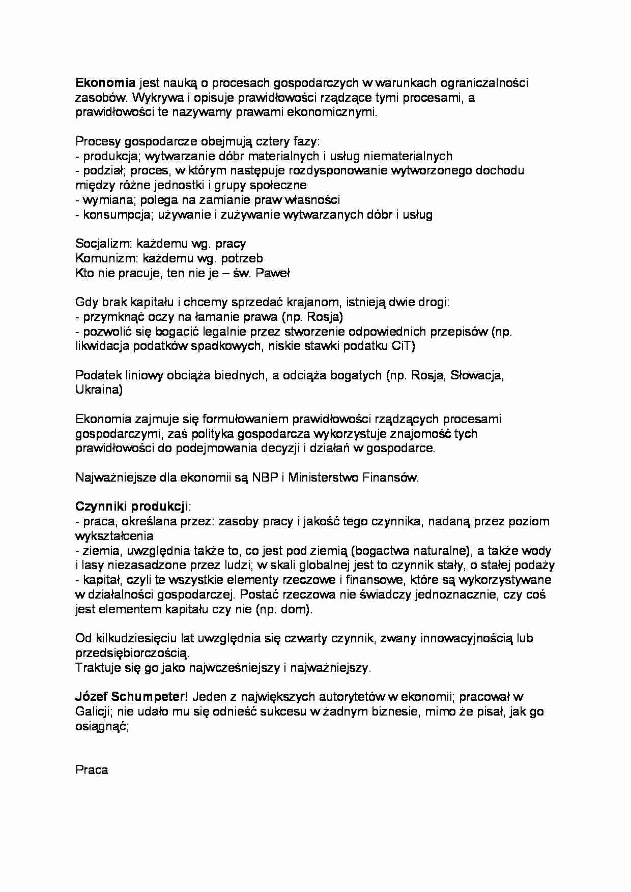 Czym jest ekonomia - Józef Schumpeter - wykład - strona 1