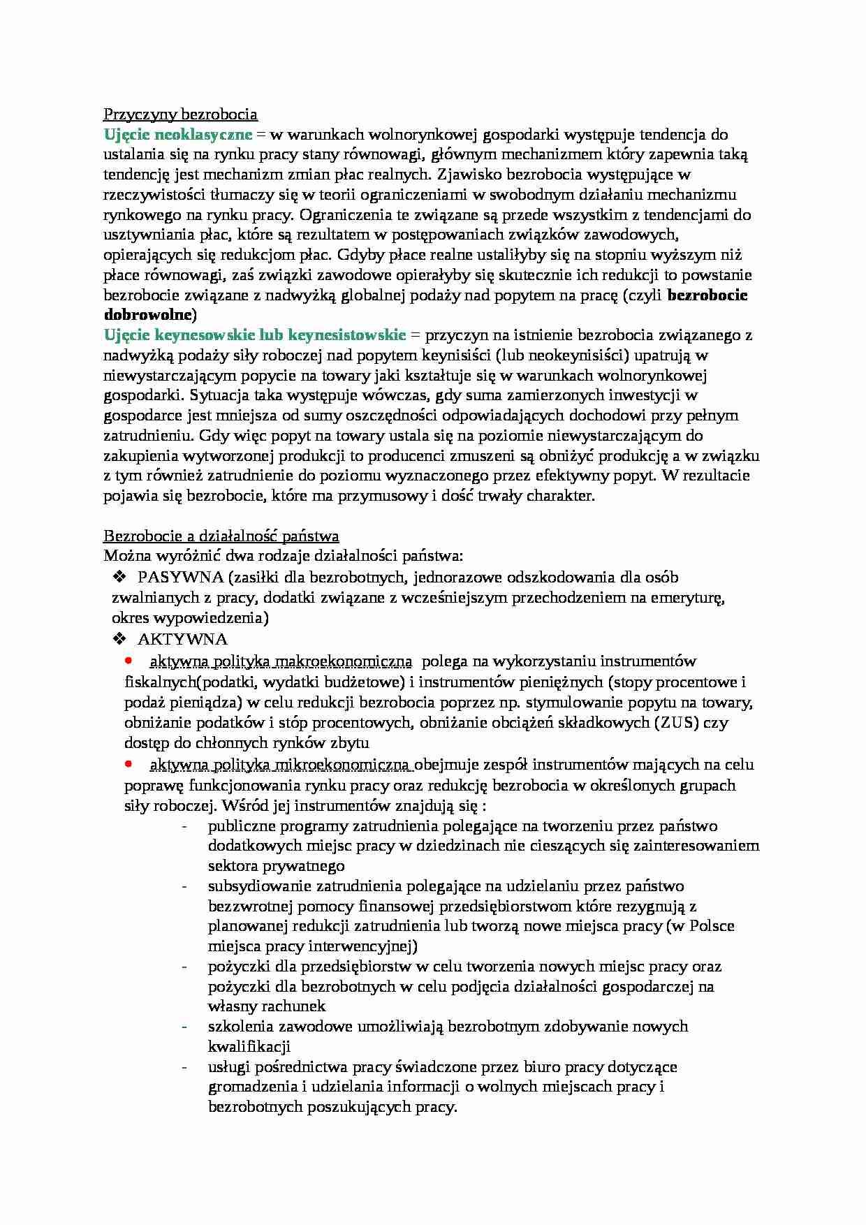 Przyczyny bezrobocia - wykład - strona 1