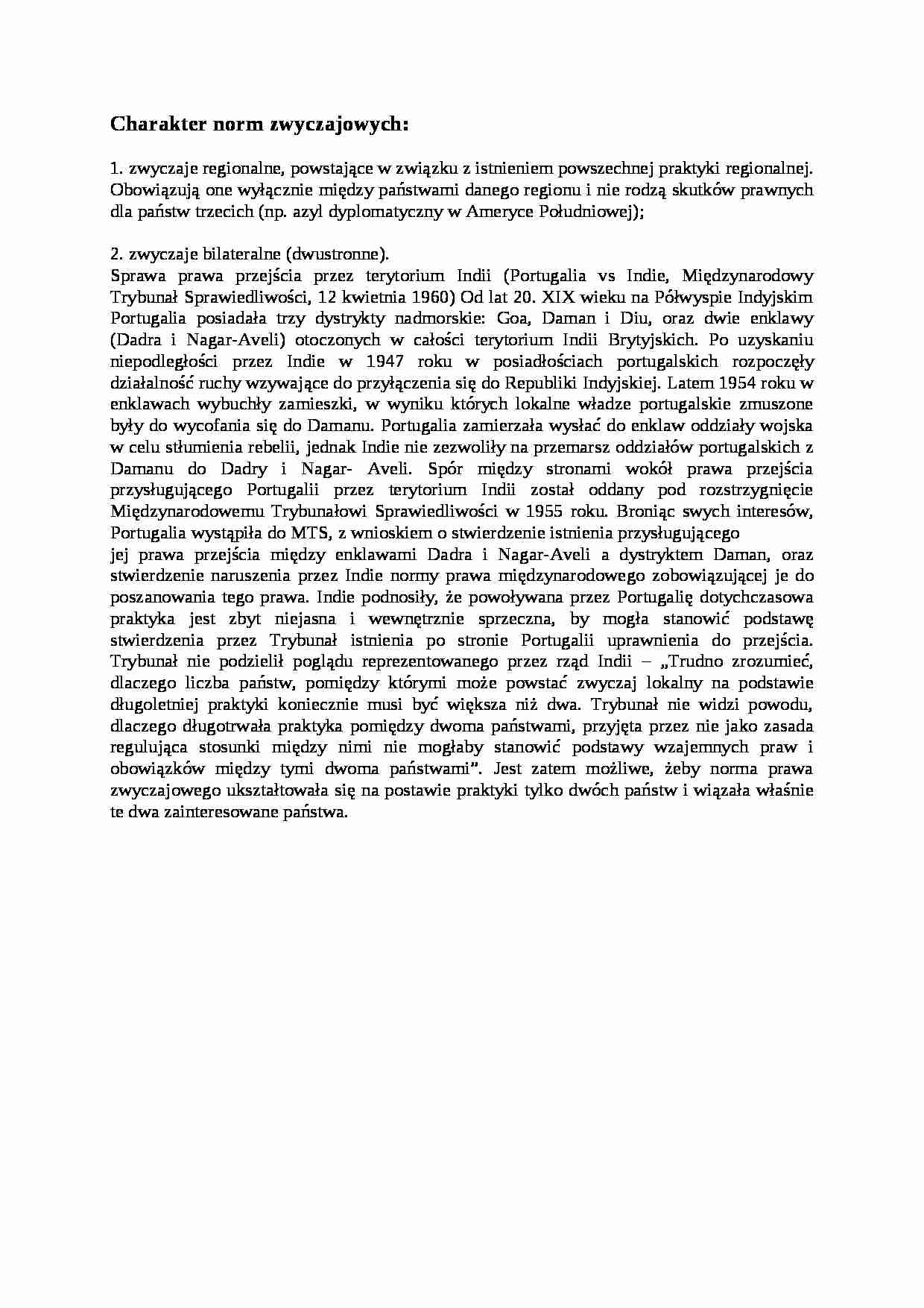 Charakter norm zwyczajowych - wykład - strona 1