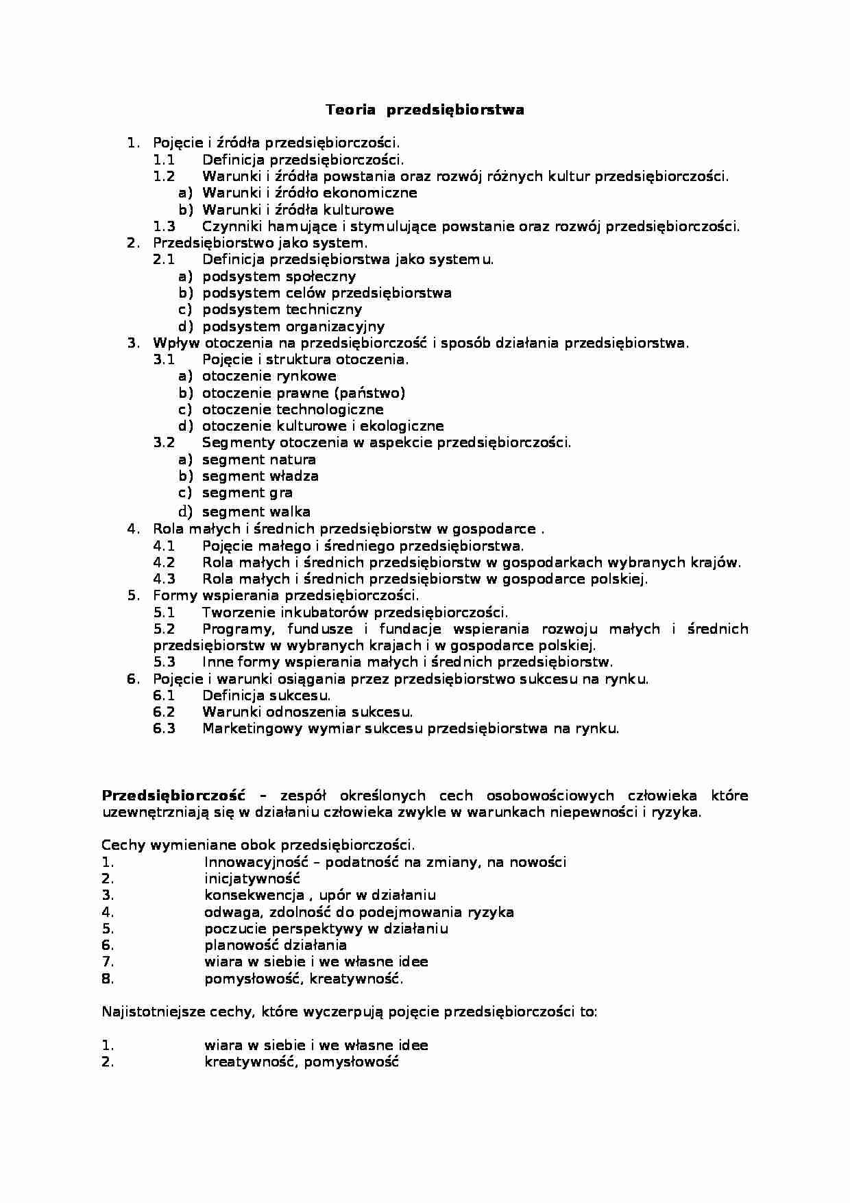 Zarządzanie - teoria przedsiebiorstwa - strona 1