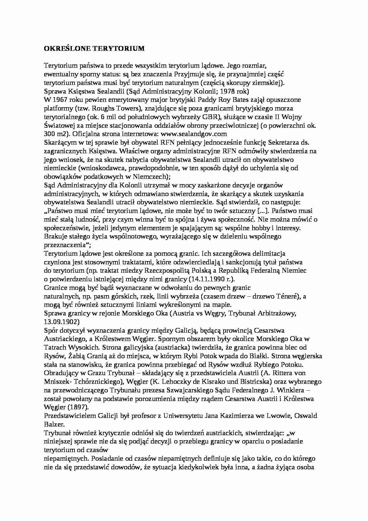 Określone terytorium - wykład - strona 1