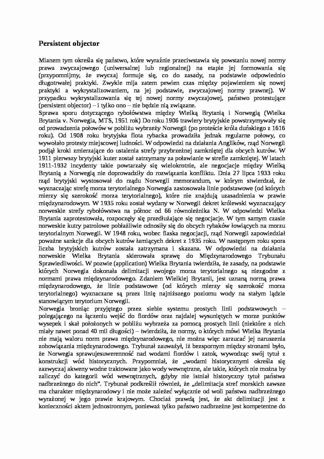 Persistent objector - wykład - strona 1