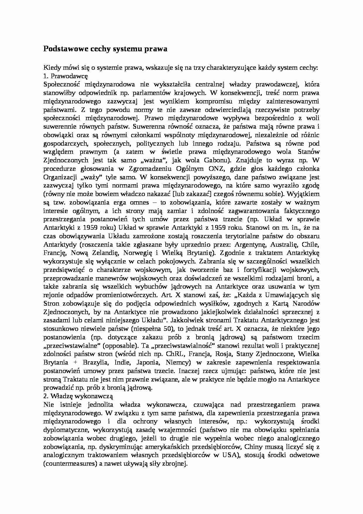 Podstawowe cechy systemu prawa - wykład - strona 1