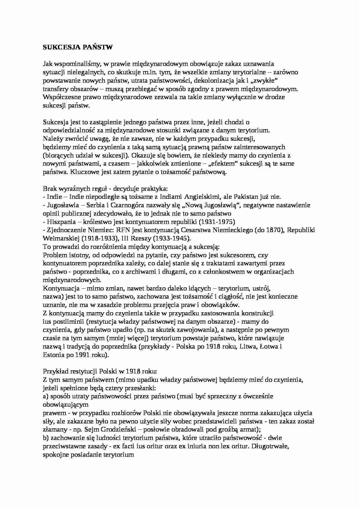 Sukcesja państw - wykład - strona 1