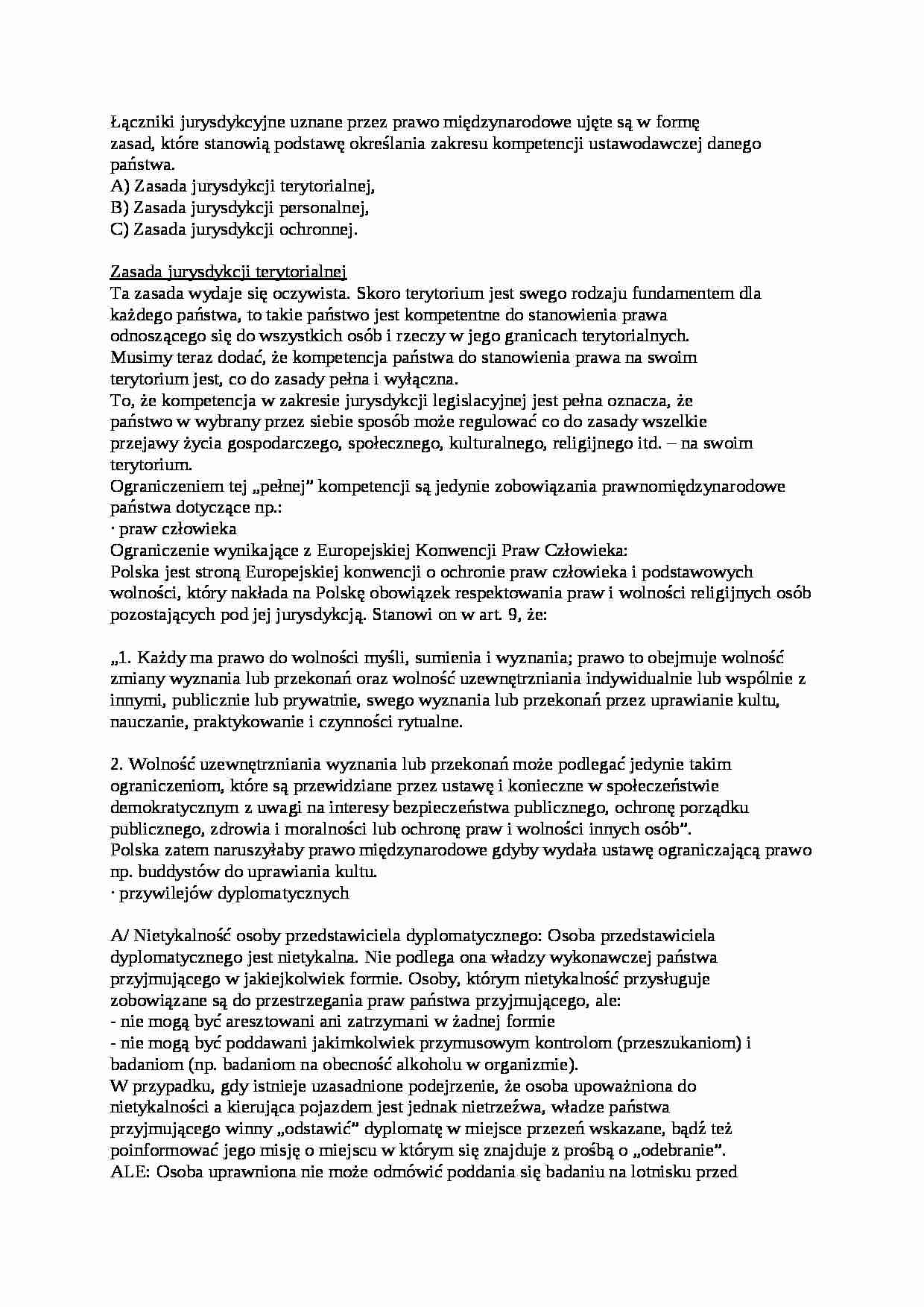 Zasady jurysdykcji - wykład - strona 1
