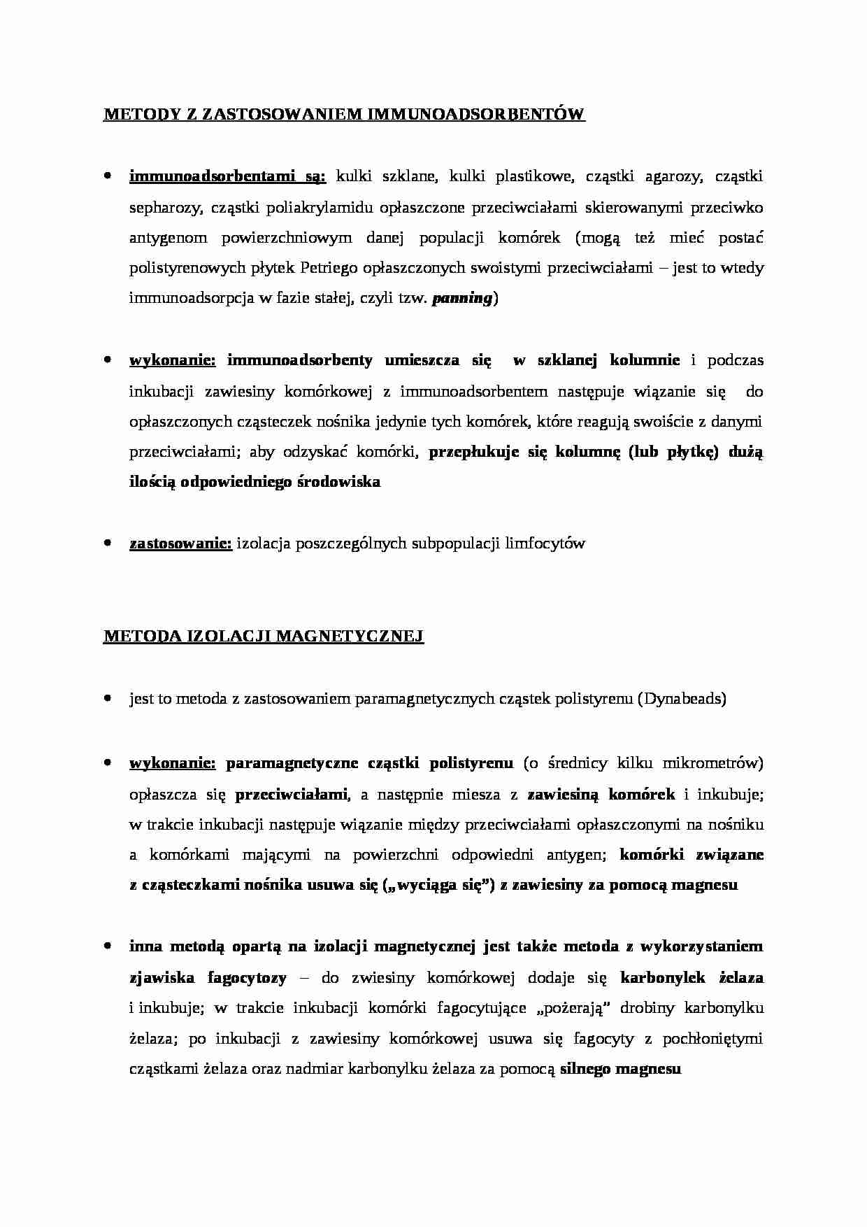 Wykład - metody z zastosowaniem immunoabsorbentów - strona 1
