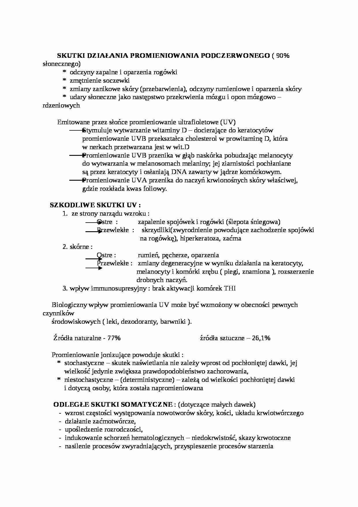 Wykład - Skutki działania promieniowania podczerwonego - strona 1