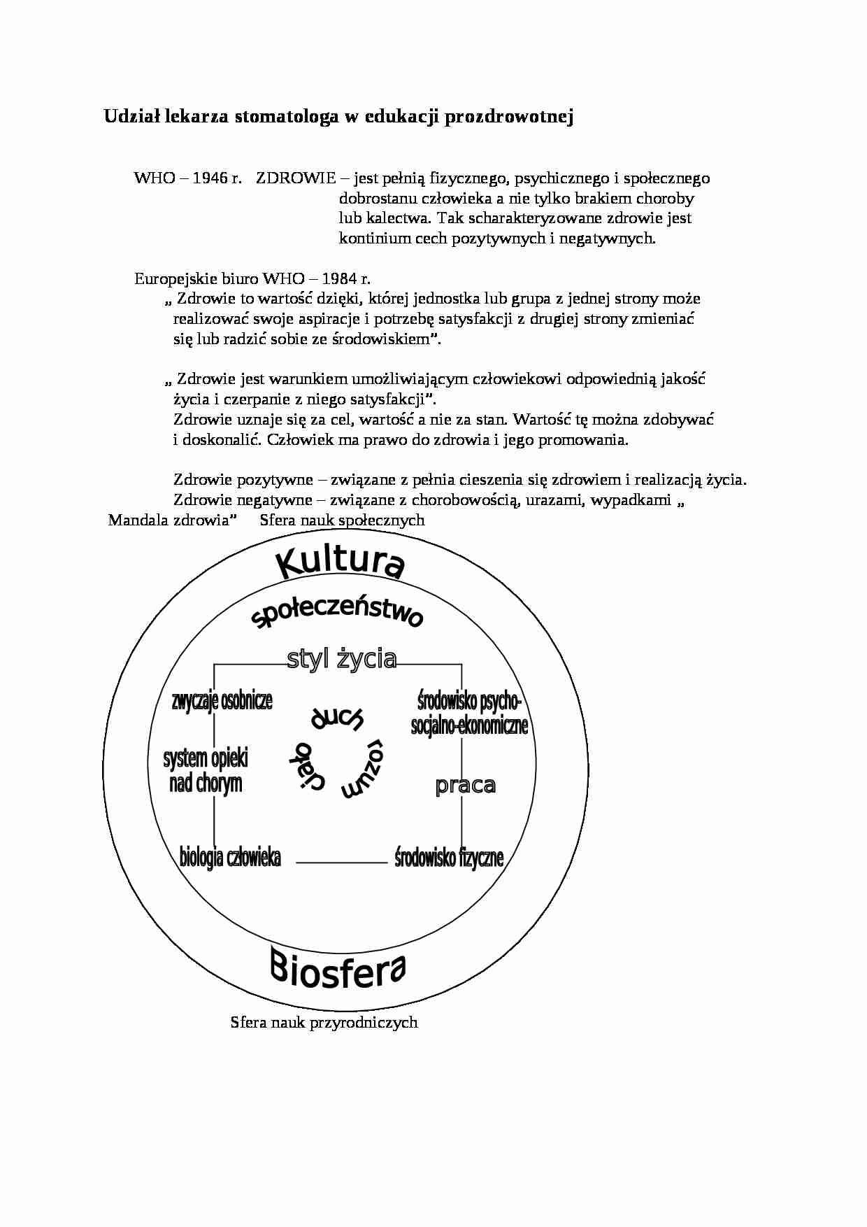wykład - Udział lekarza stomatologa w edukacji prozdrowotnej - strona 1