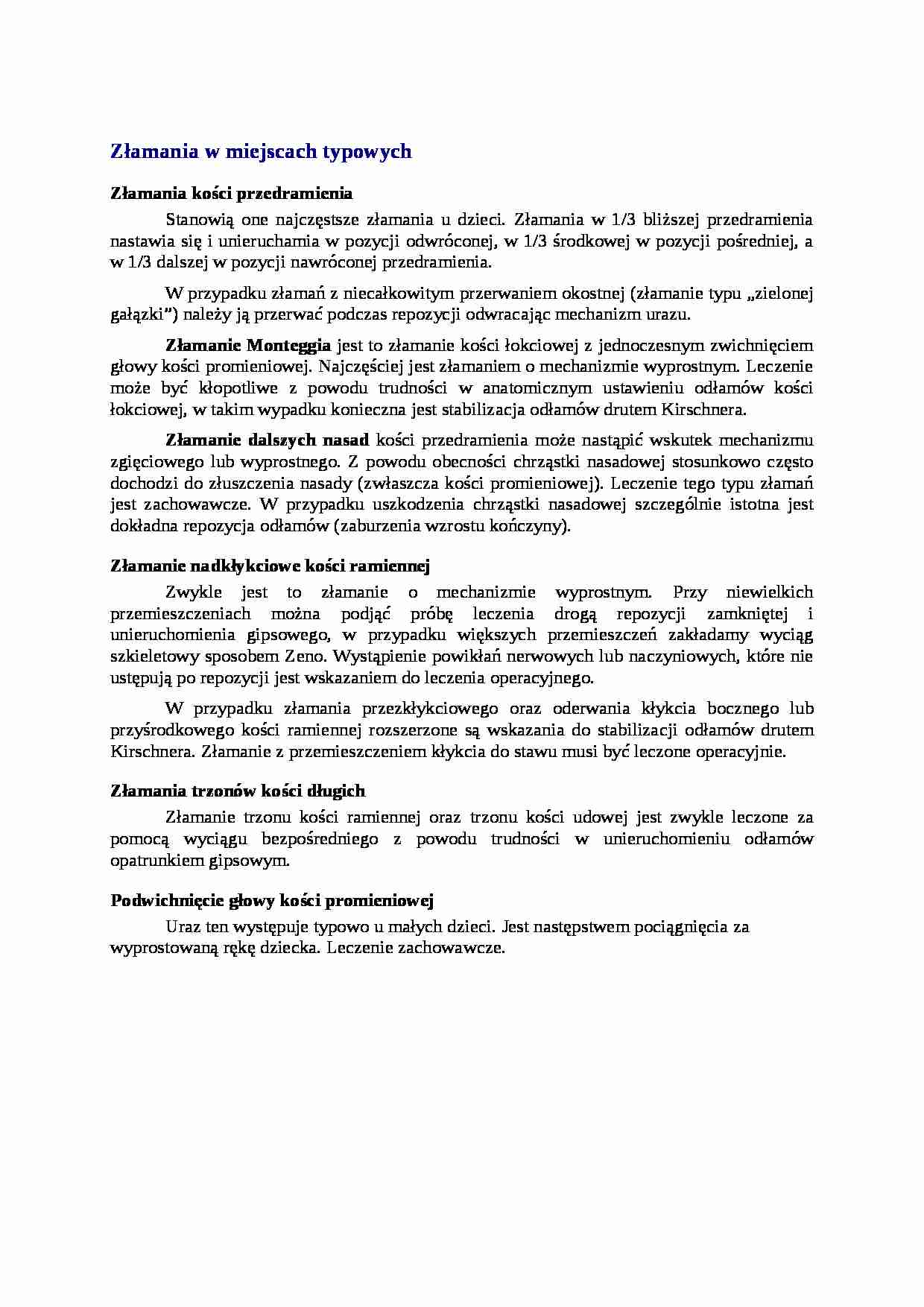 Złamania w miejscach typowych - wykład - strona 1