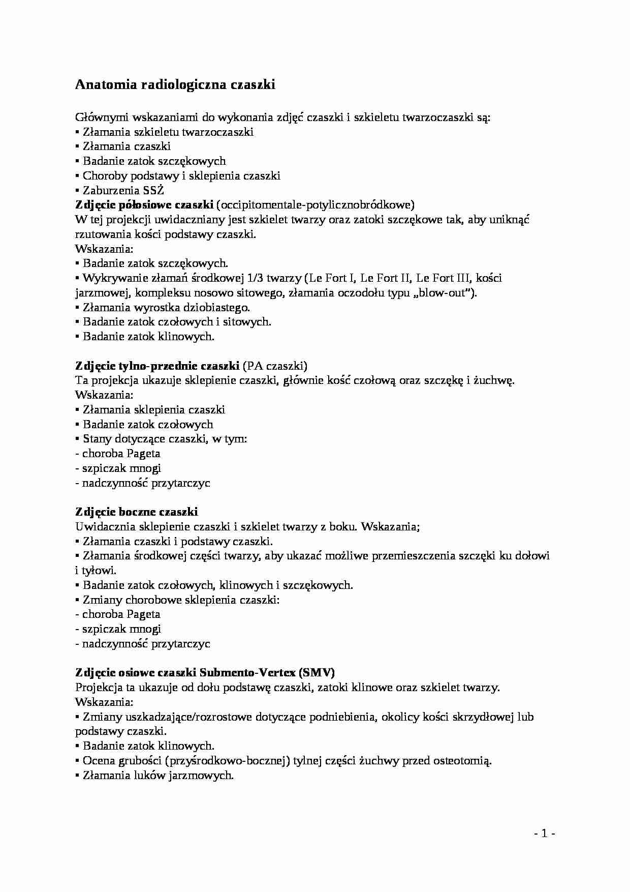 Wykład - Anatomia radiologiczna czaszki - strona 1