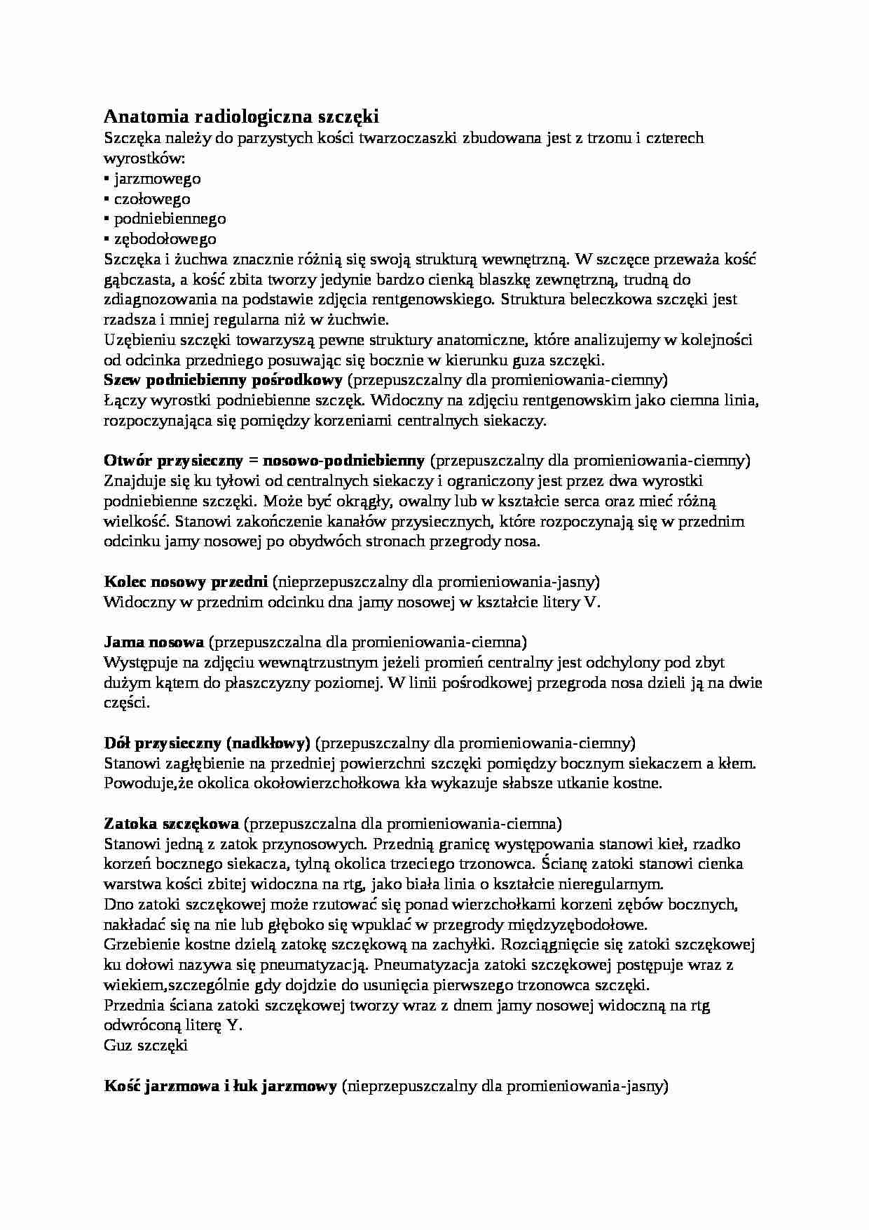 Wykład - Anatomia radiologiczna szczęki - strona 1