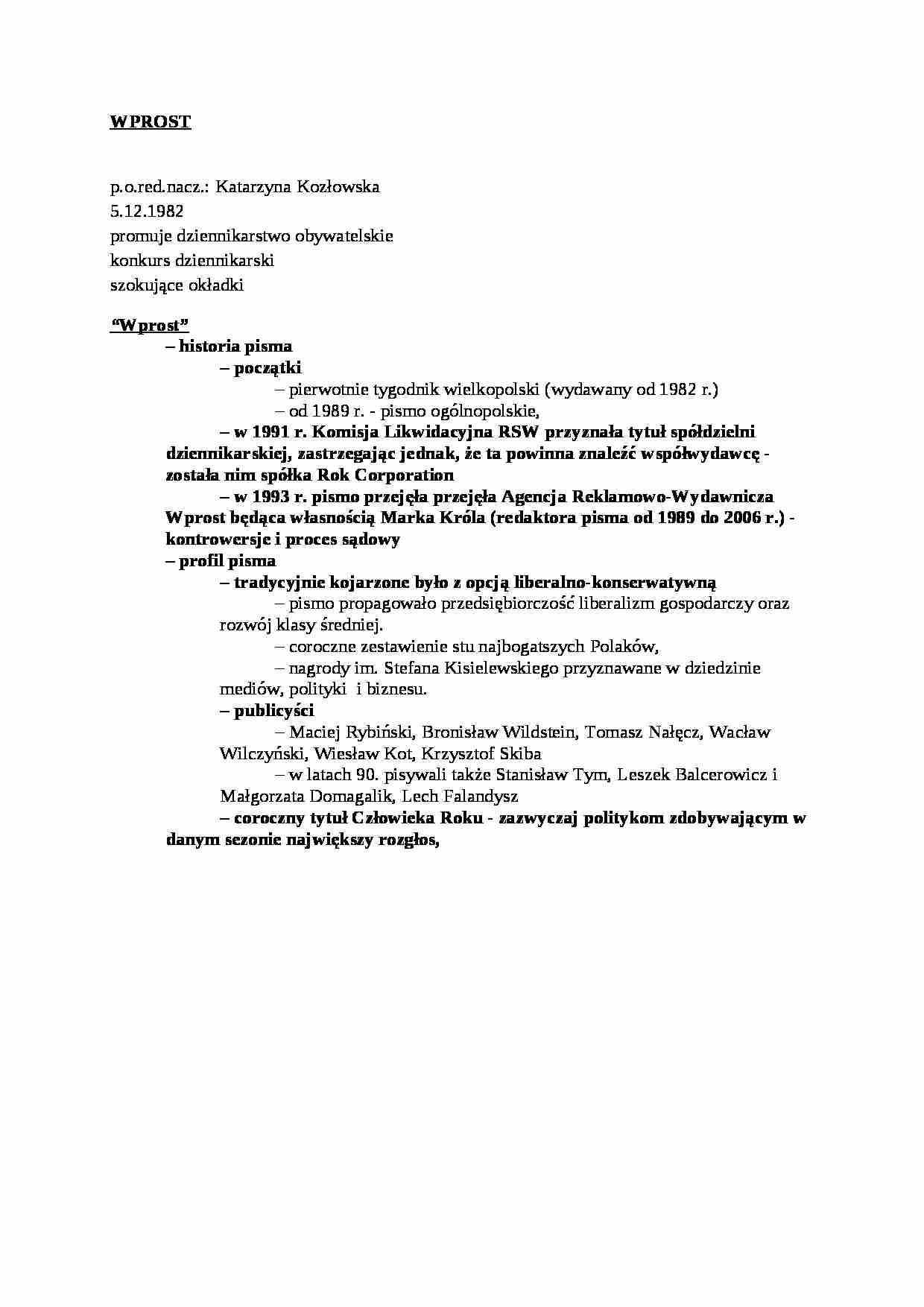 Wprost - charakterystyka - wykład - strona 1