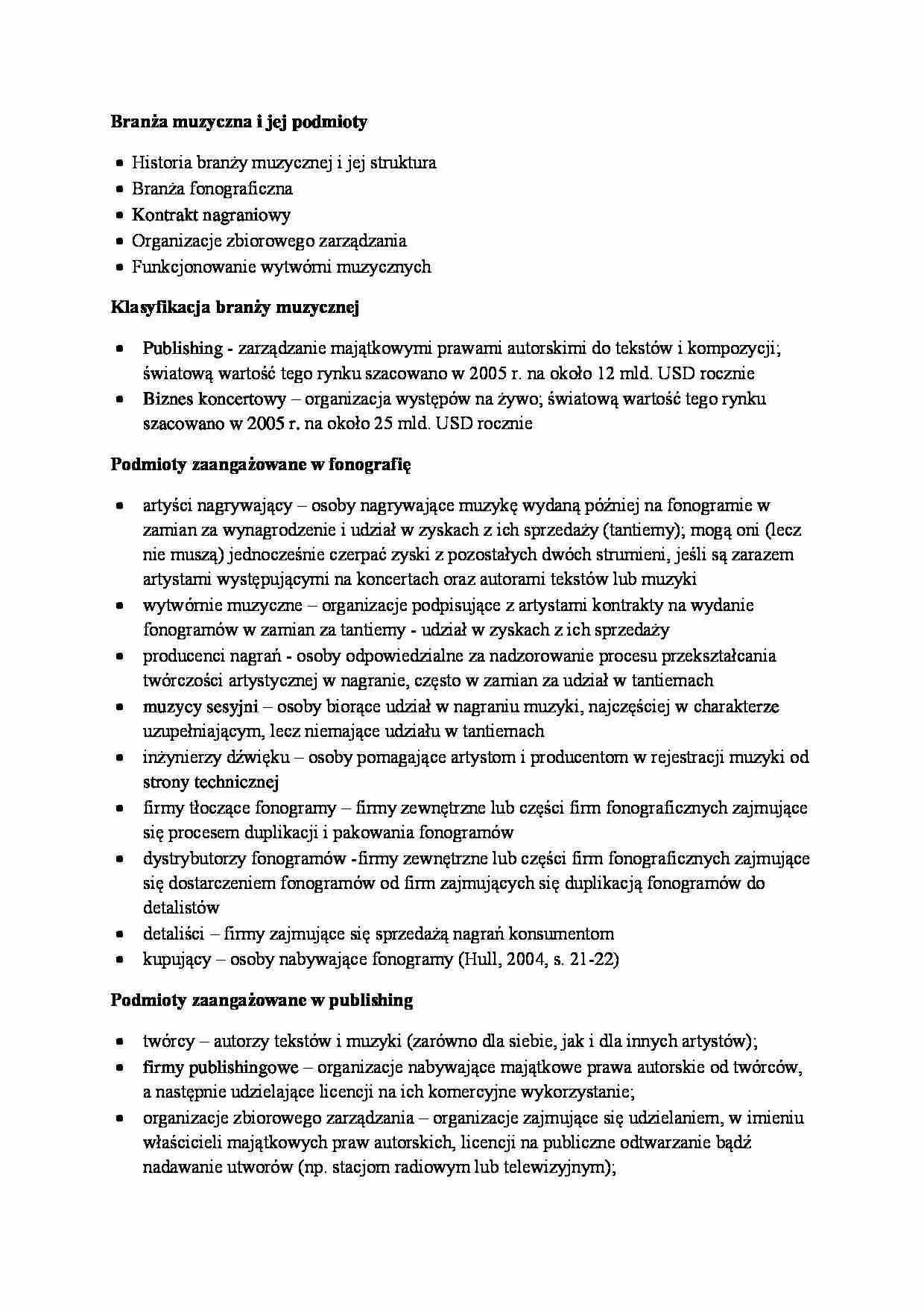 Branża muzyczna i jej podmioty - wykład - strona 1