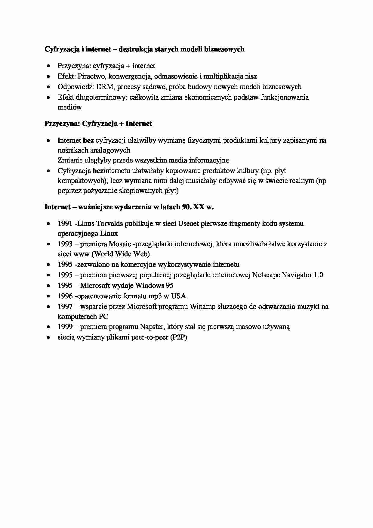 Cyfryzacja i internet - historia - wykład - strona 1