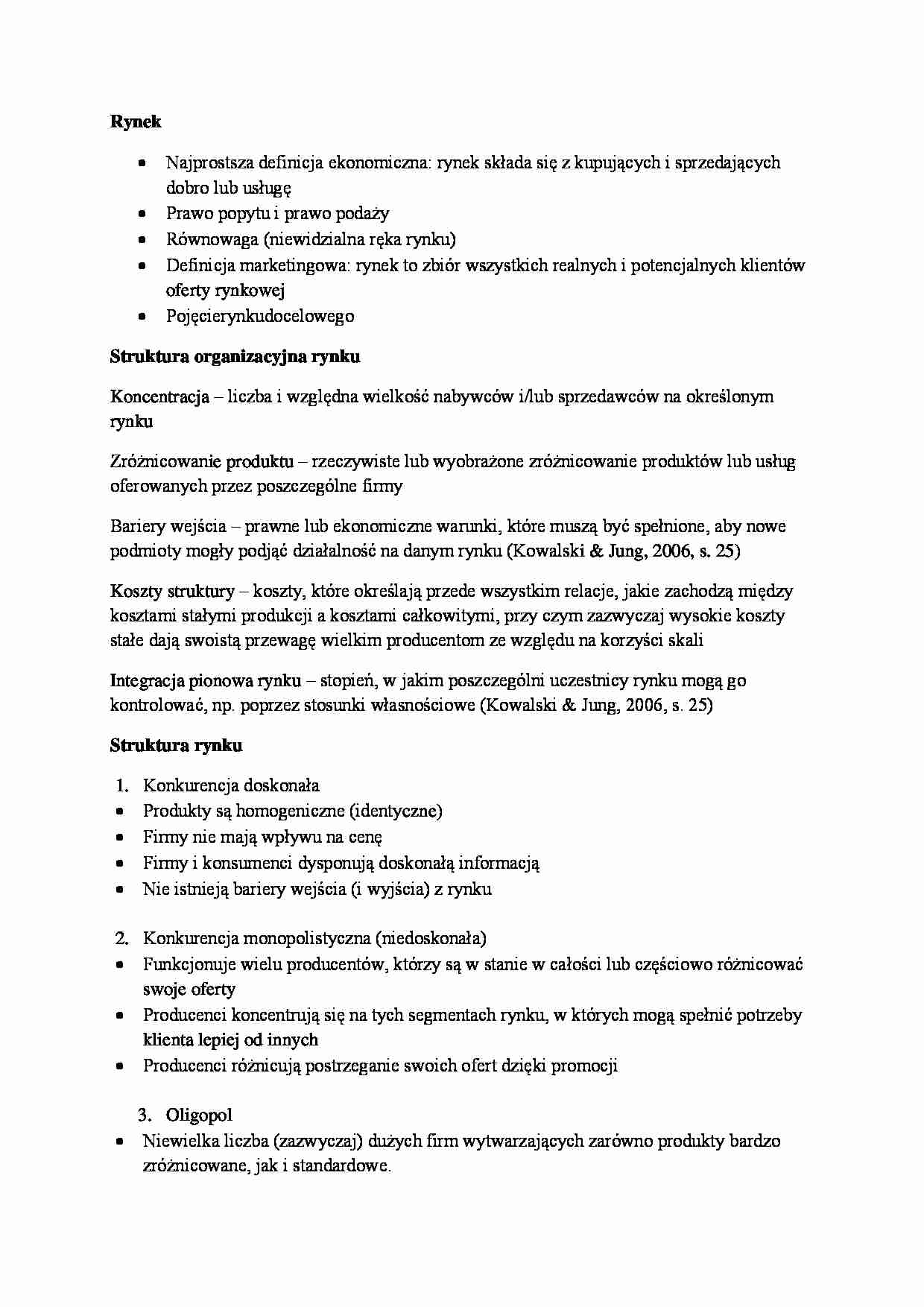 Rynek i jego struktura - wykład - strona 1