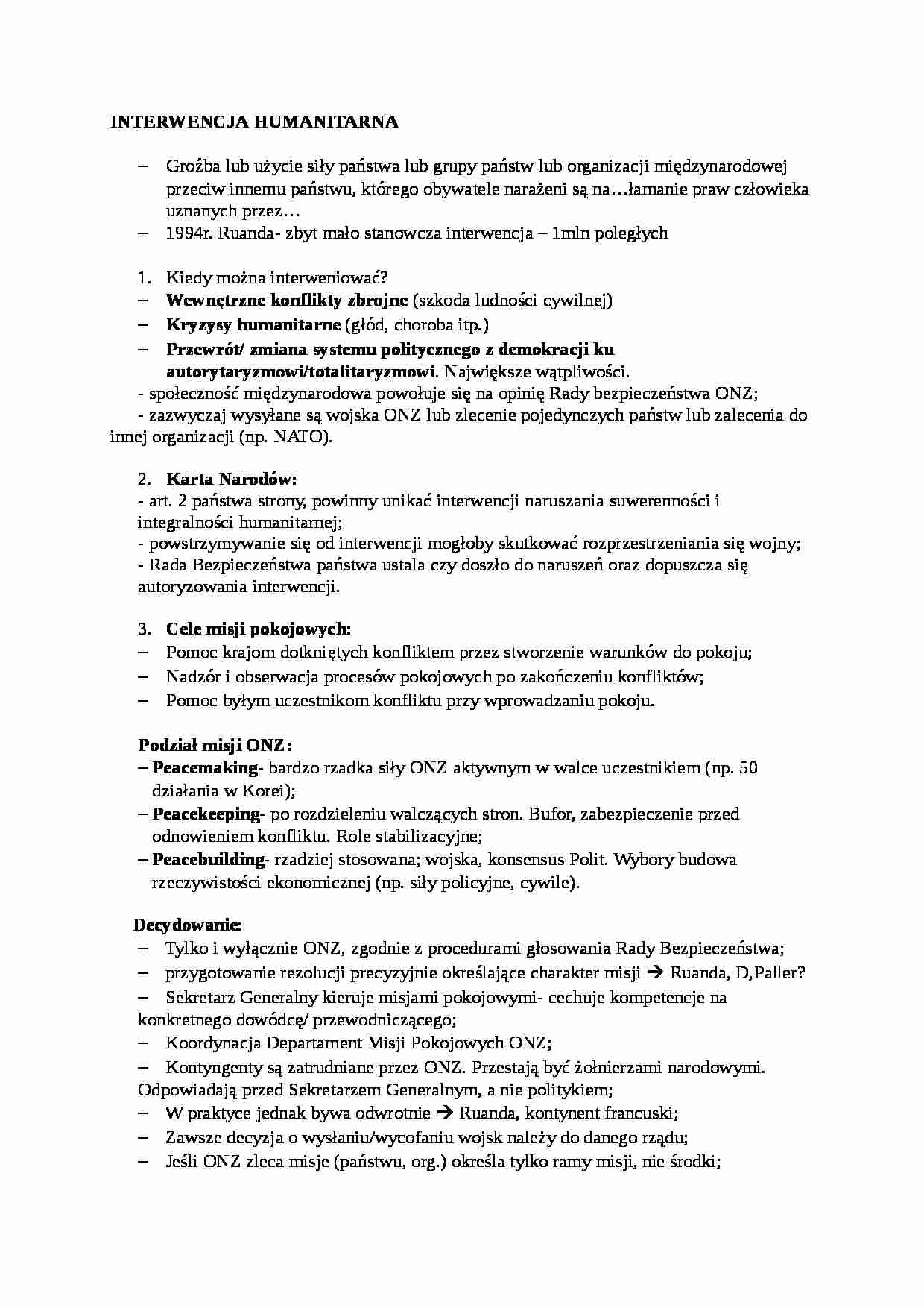 Interwencja humanitarna - wykład - strona 1