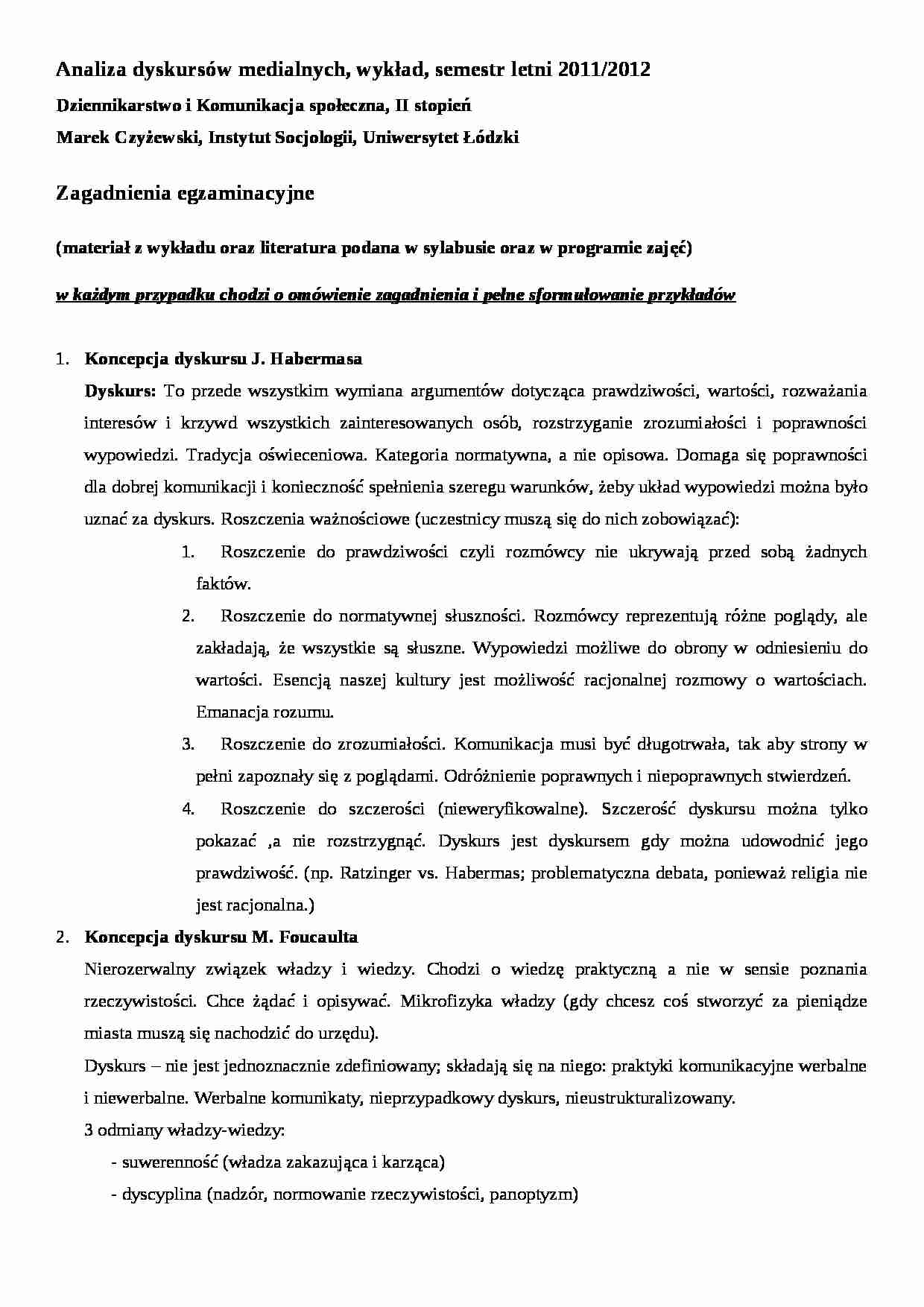 Zagadnienia egzaminacyjne - wykład  - strona 1