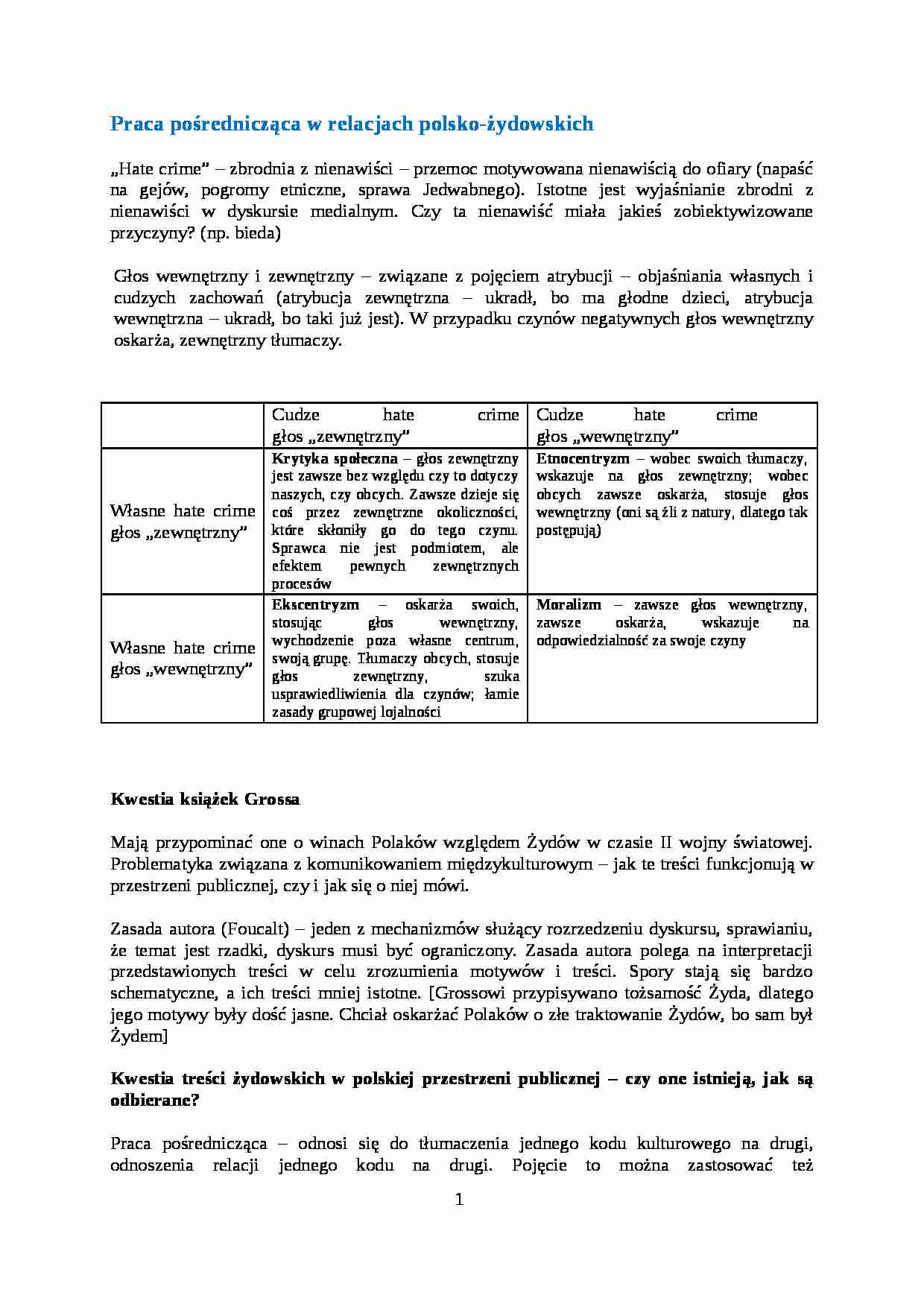 Praca pośrednicząca w relacjach polsko-żydowskich - wykład - strona 1
