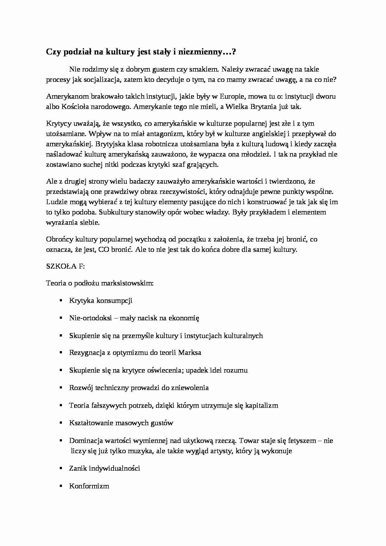 Podział na kultury jest stały i niezmienny - wykład - strona 1