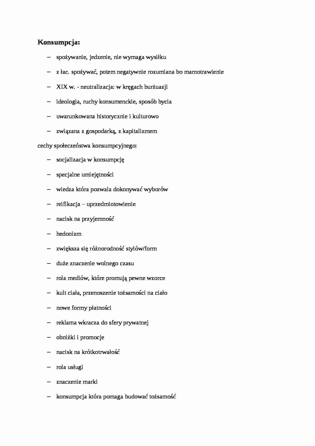 Konsumpcja - wykład - społeczeństwo konsumpcyjne - strona 1