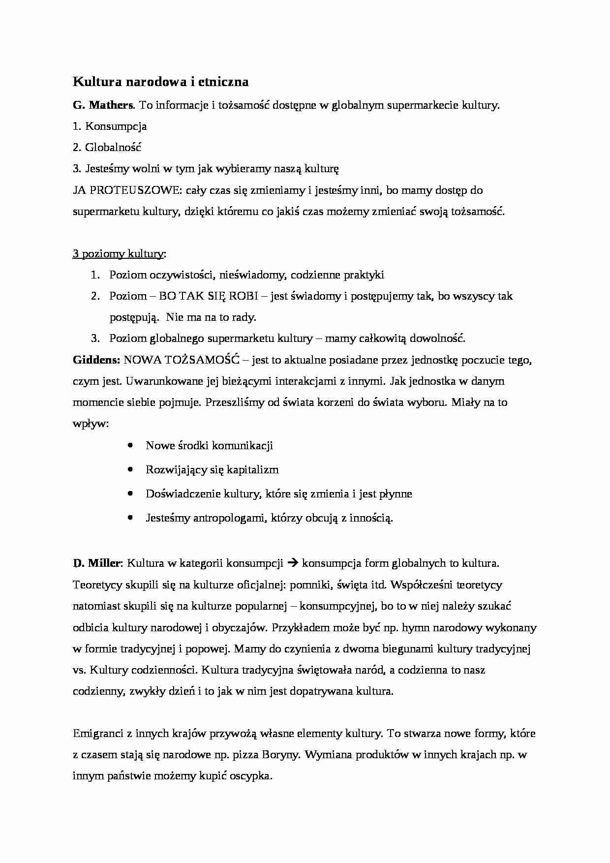 Kultura narodowa i etniczna - wykład - strona 1