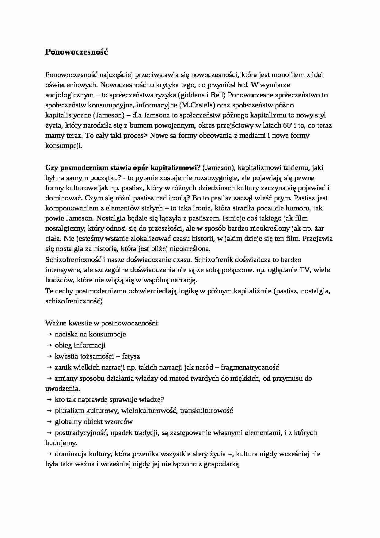 Ponowoczesność - wykład - strona 1