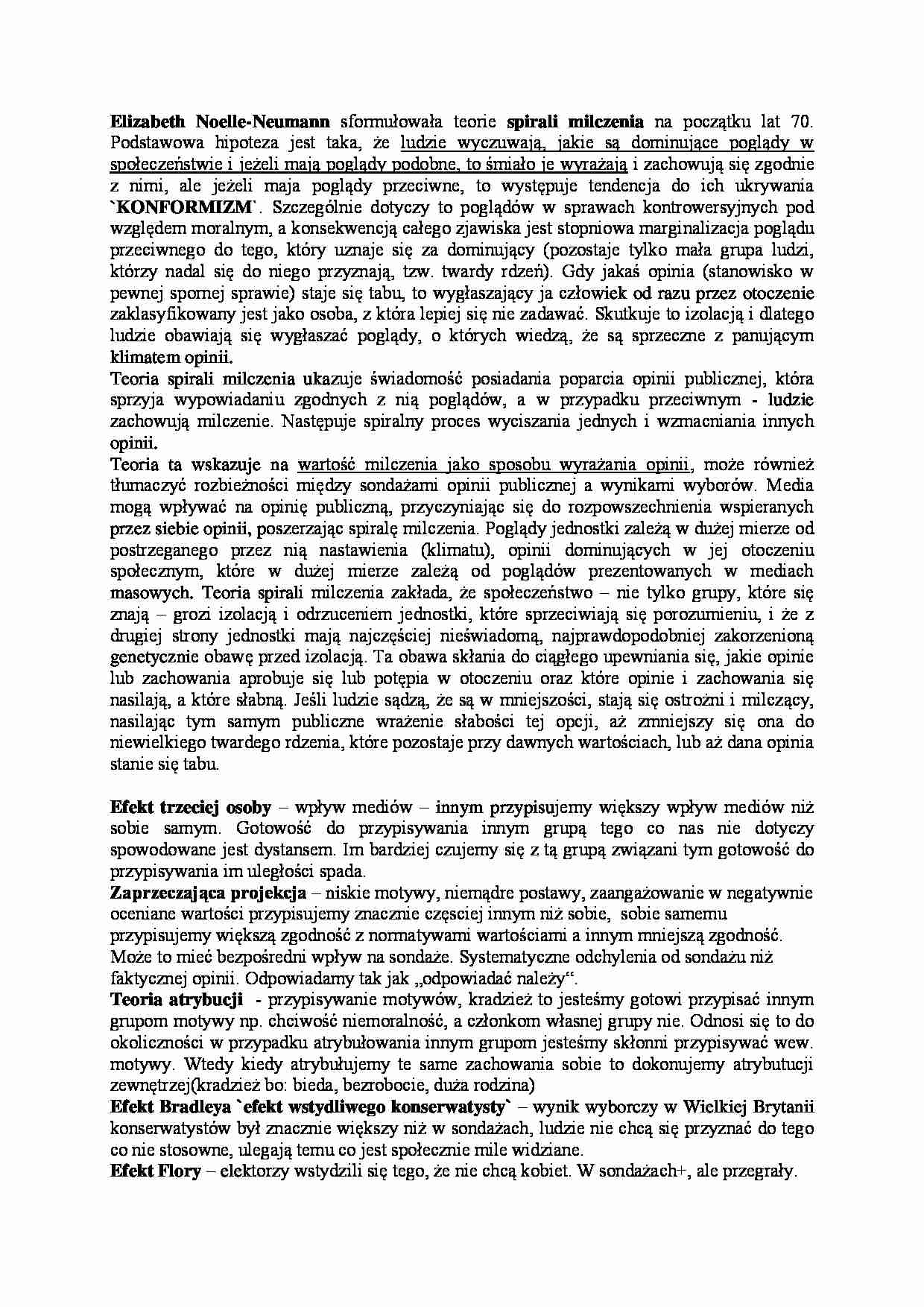 Elizabeth Noelle-Neumann i spirala milczenia - opracowanie - strona 1