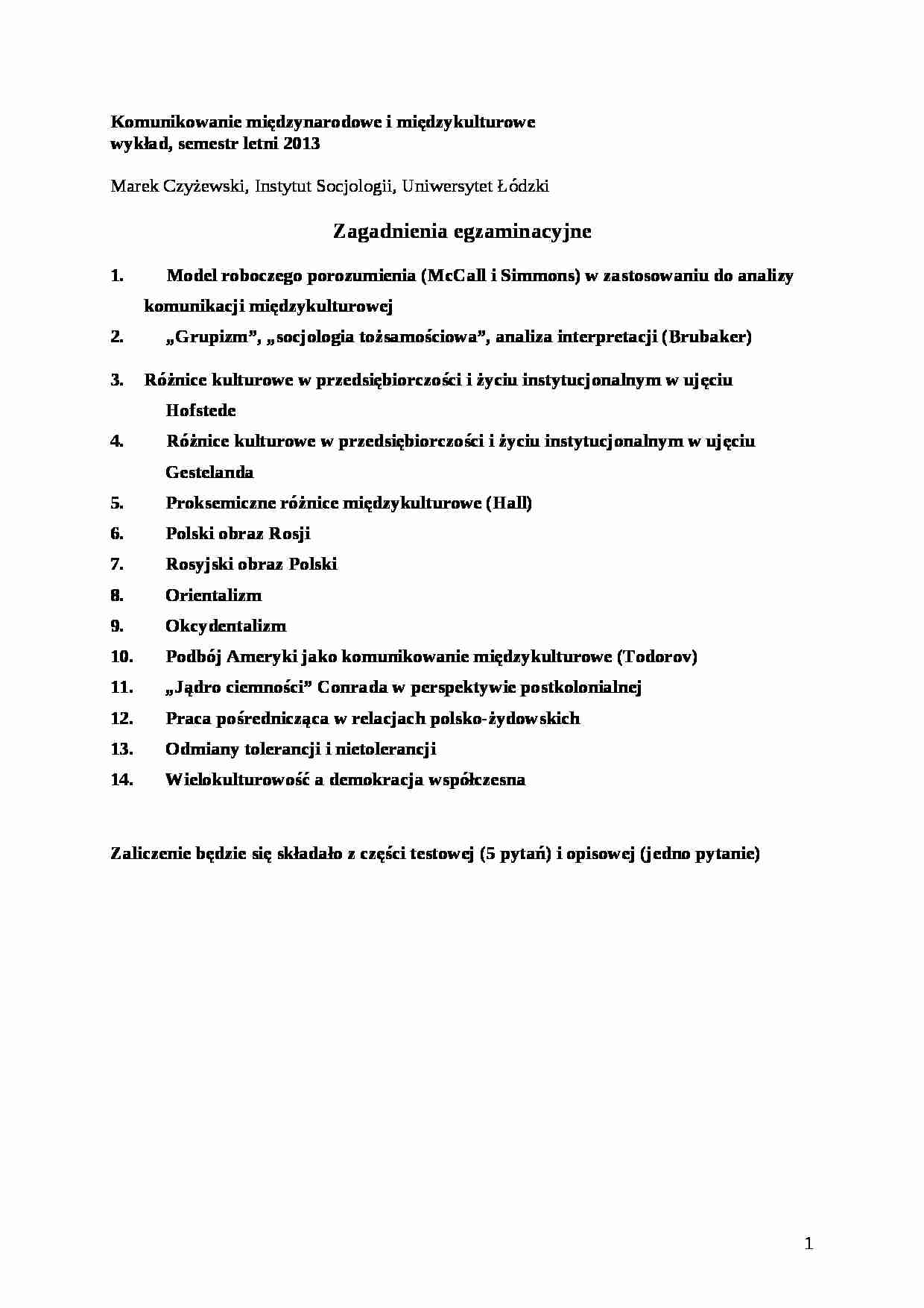 Zagadnienia do egzaminu - strona 1