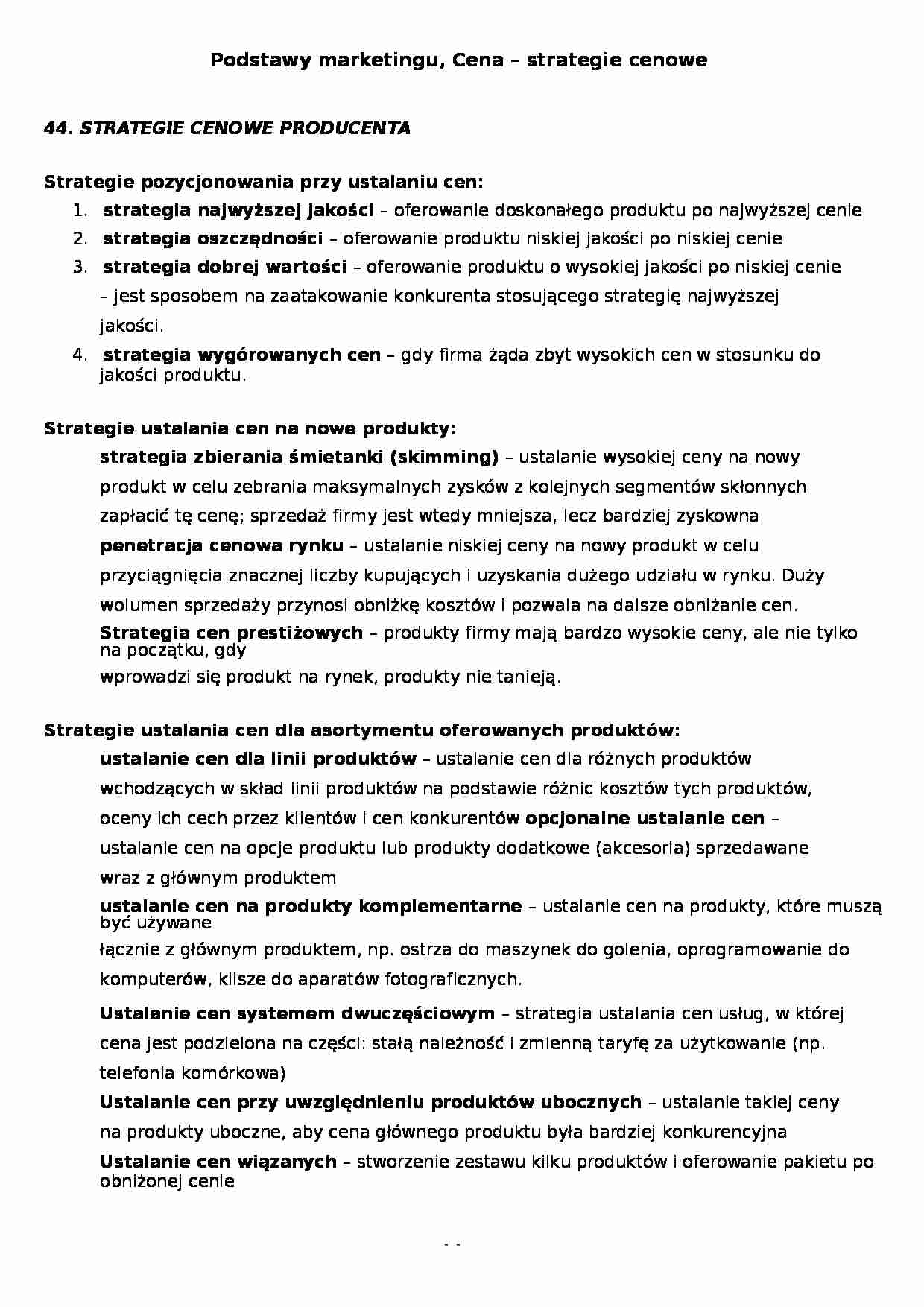 Cena - strategie cenowe - strona 1