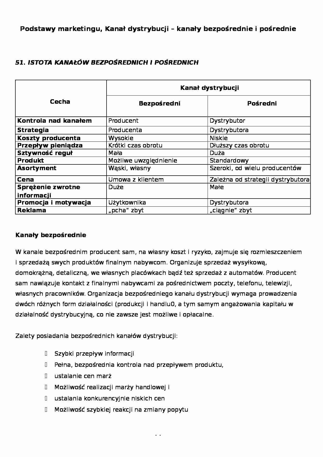 Kanał dystrybucji - kanały bezpośrednie i pośrednie - strona 1