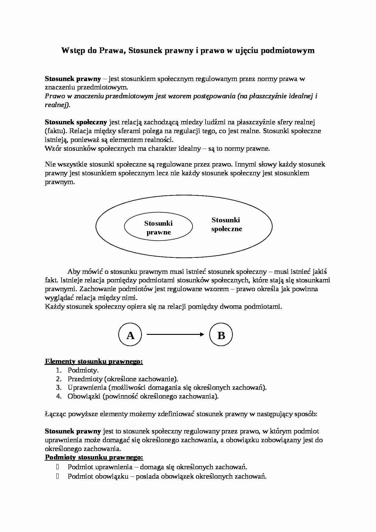 Stosunek prawny i prawo w ujęciu podmiotowym - strona 1