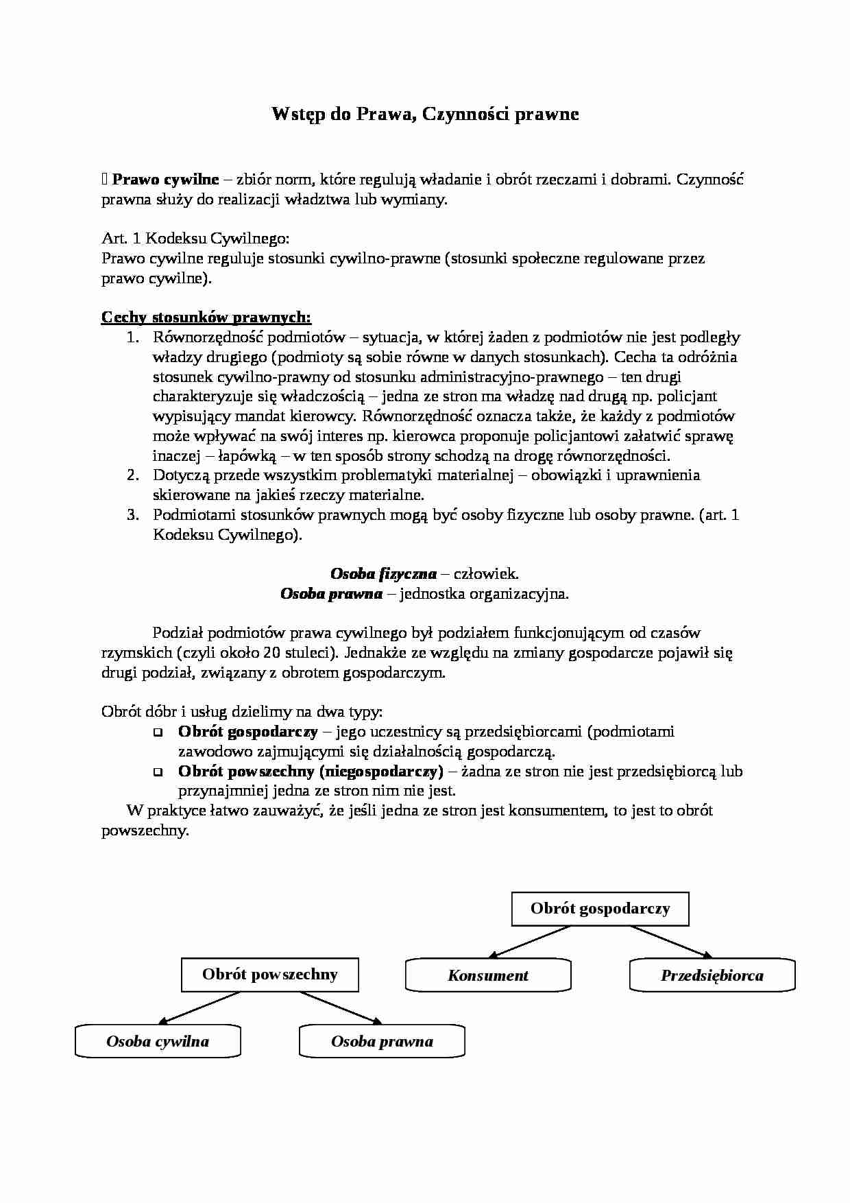 Czynności prawne - Prawo cywilne - strona 1