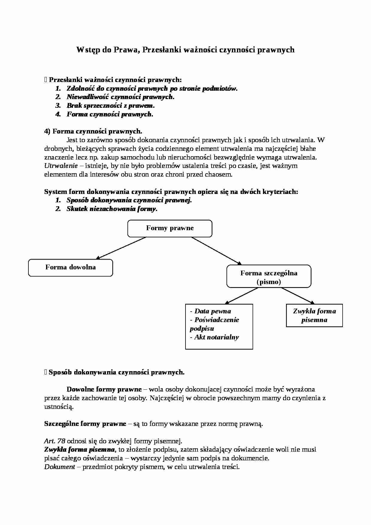Przesłanki ważności czynności prawnych - strona 1