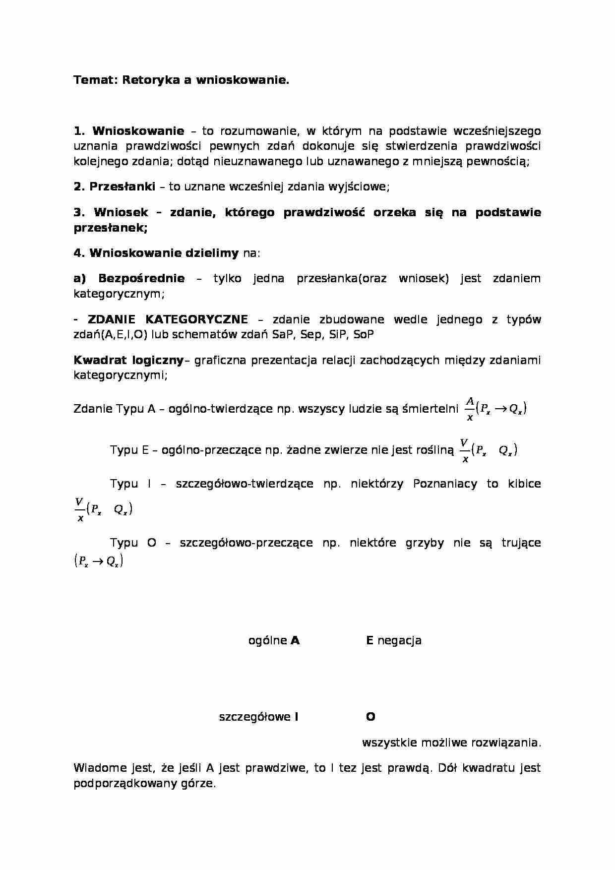  Retoryka a wnioskowanie-opracowanie - strona 1