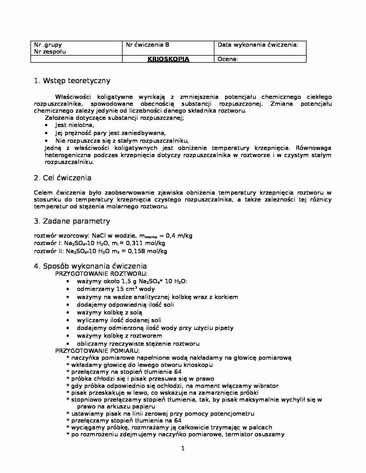 krioskopia  - omówienie - strona 1