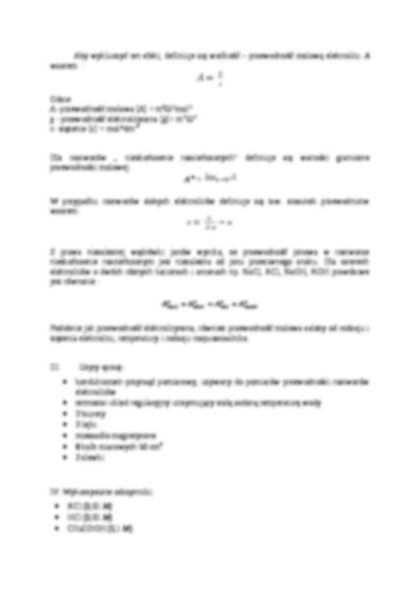 Przewodność roztworów elektrolitów mocnych i słabych - omówienie - strona 2