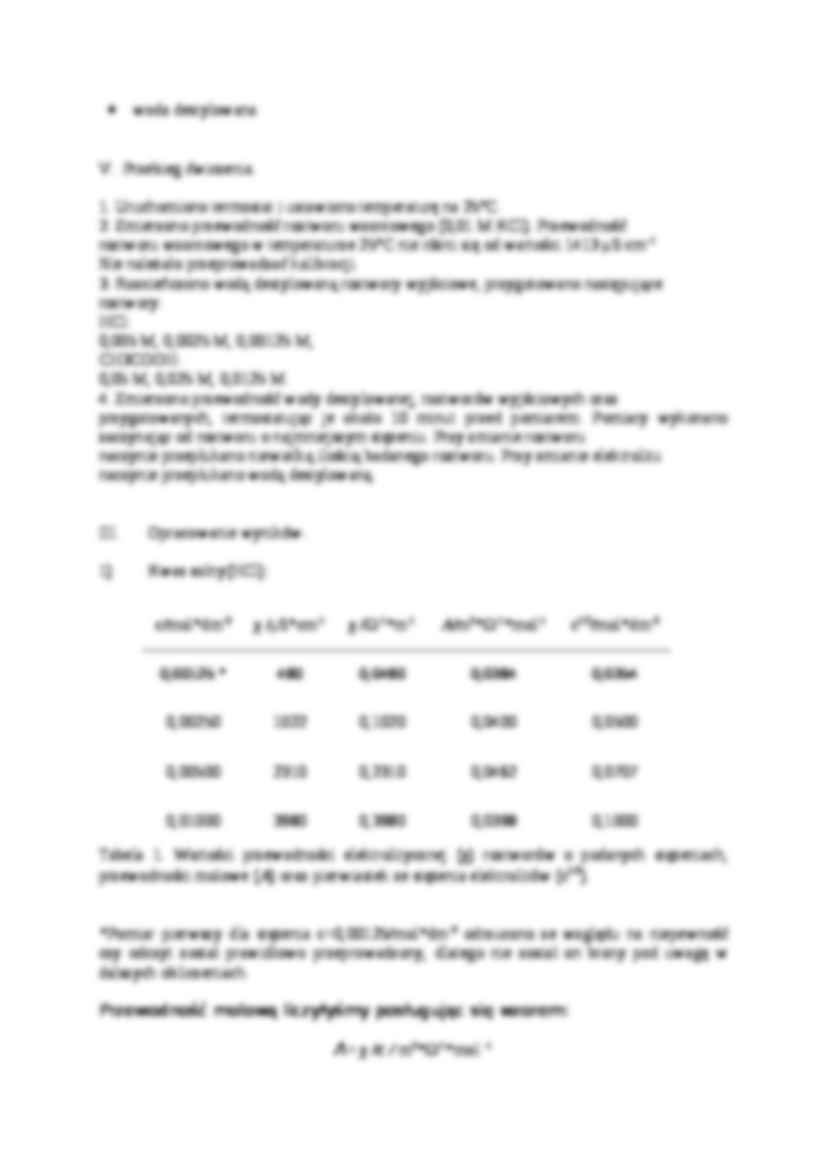 Przewodność roztworów elektrolitów mocnych i słabych - omówienie - strona 3