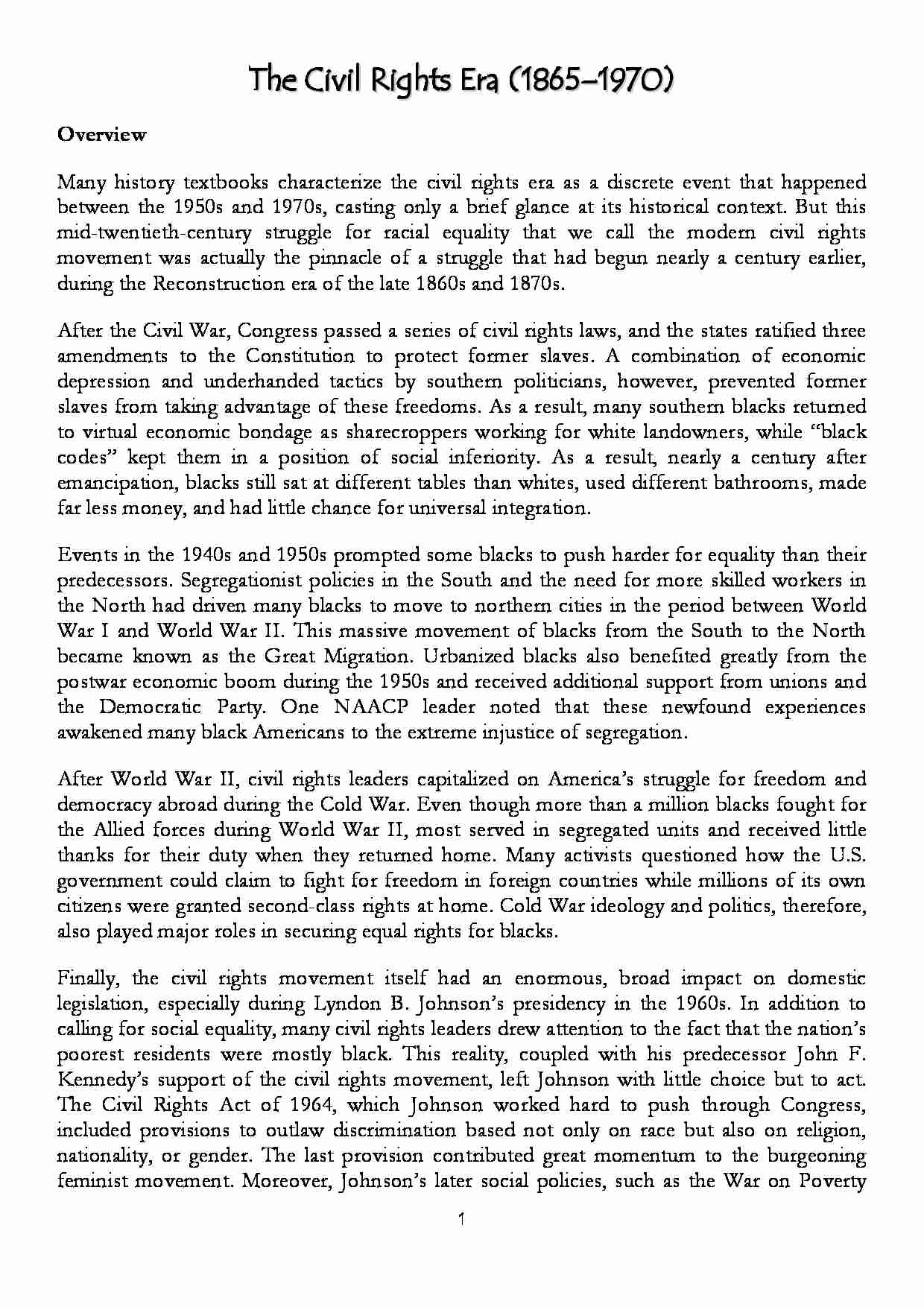 The Civil Rights Era-opracowanie - strona 1