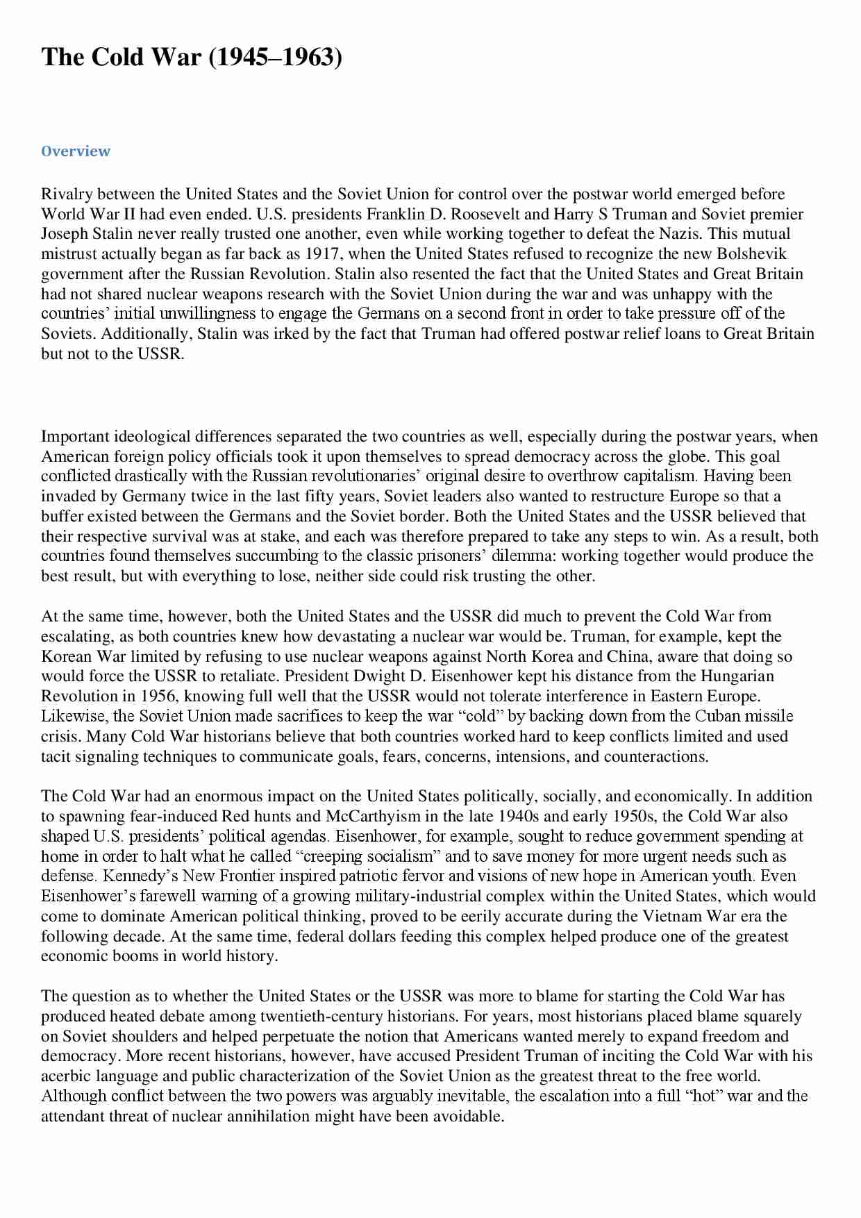 The Cold War-opracowanie - strona 1