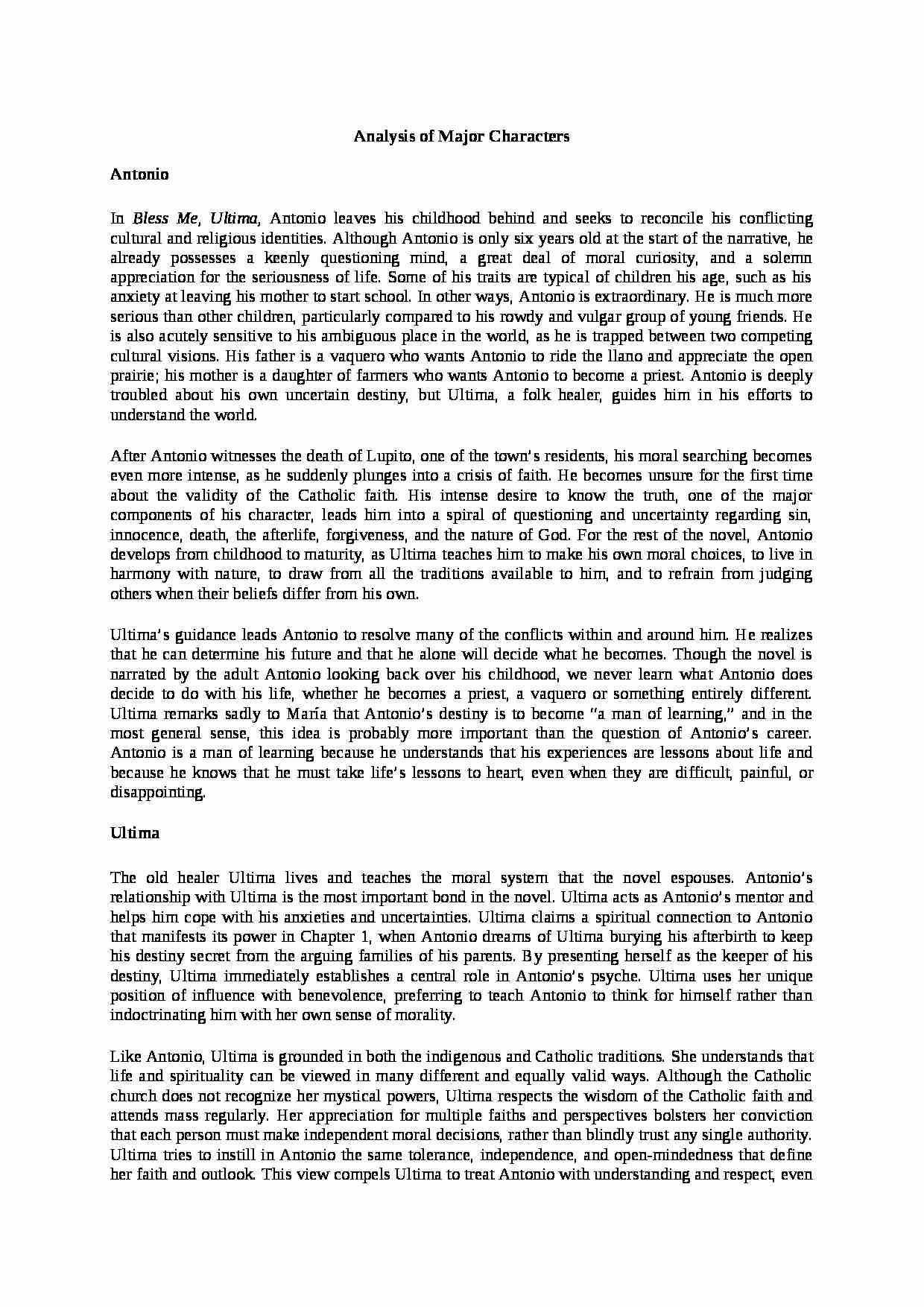 Analysis of Major Characters-opracowanie - strona 1