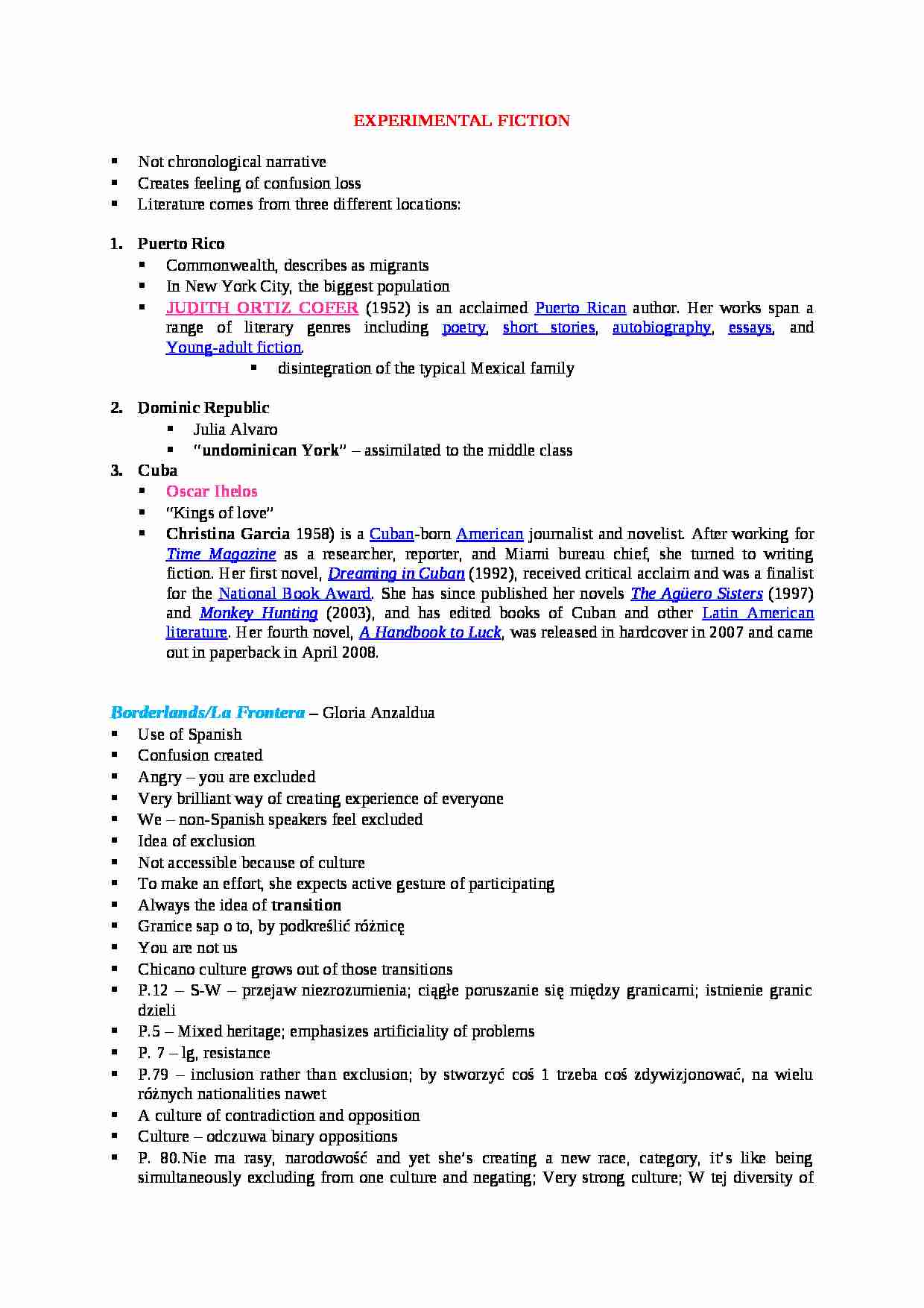 EXPERIMENTAL FICTION-opracowanie - strona 1