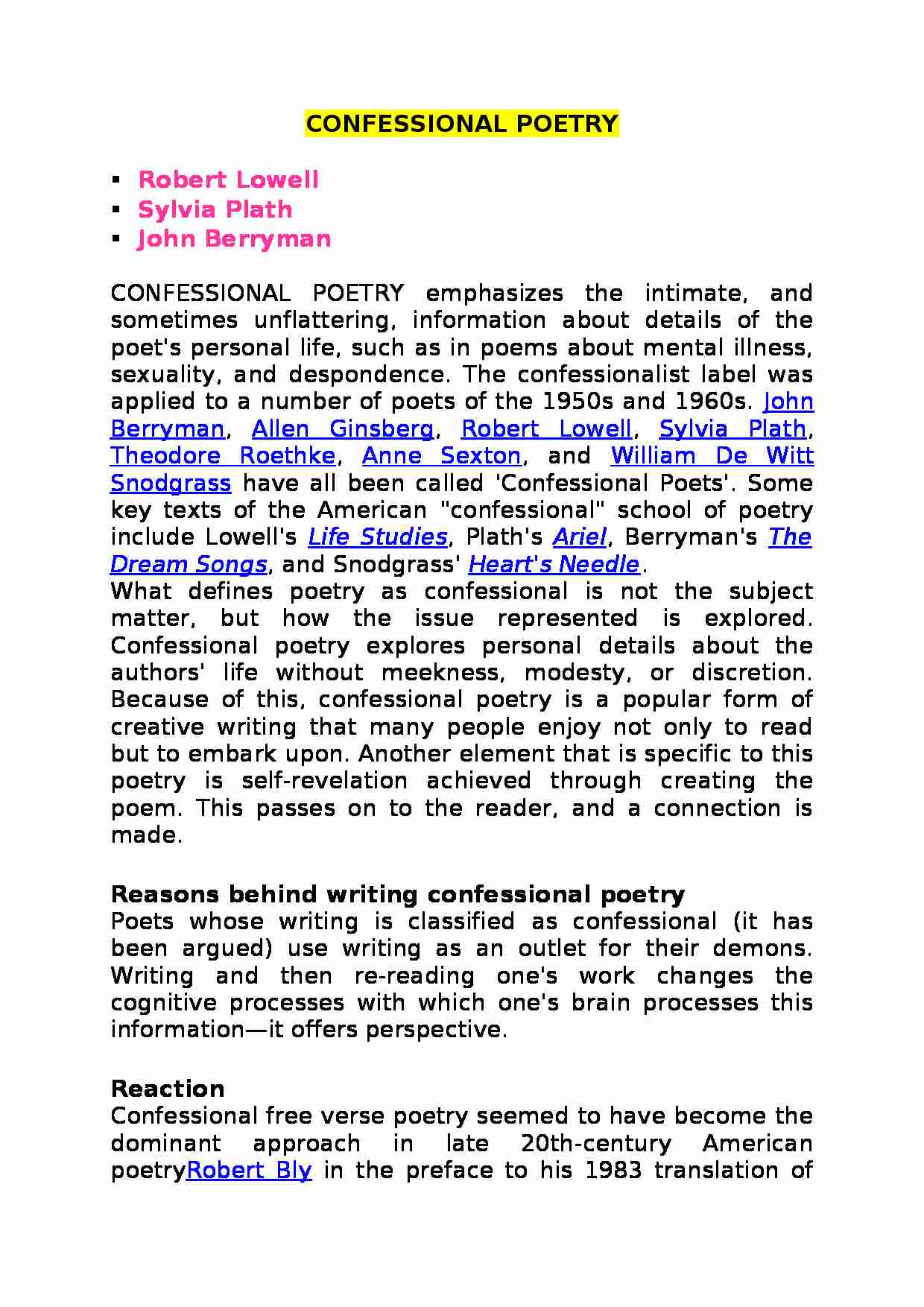 Confessional poetry-opracowanie - strona 1