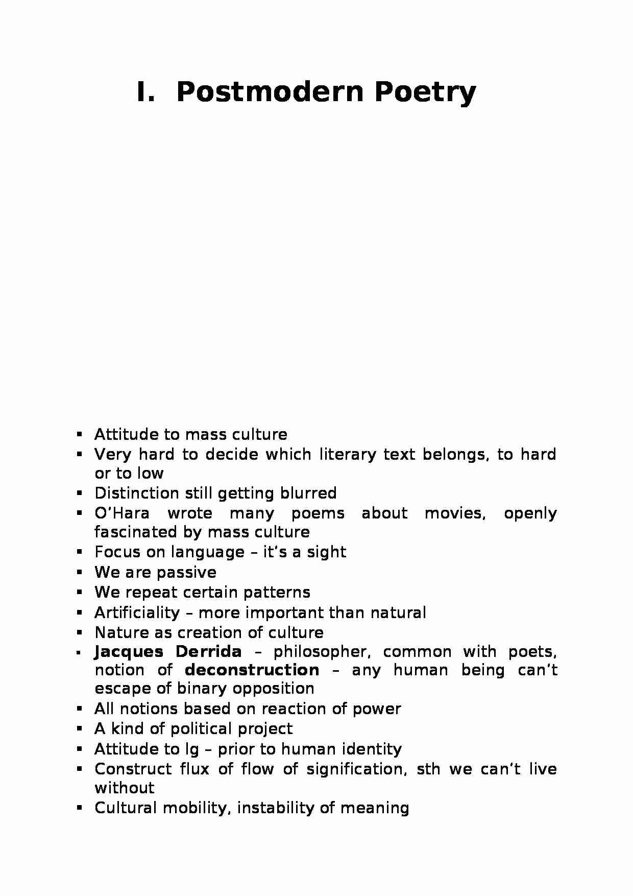 Postmodern Poetry-opracowanie - strona 1