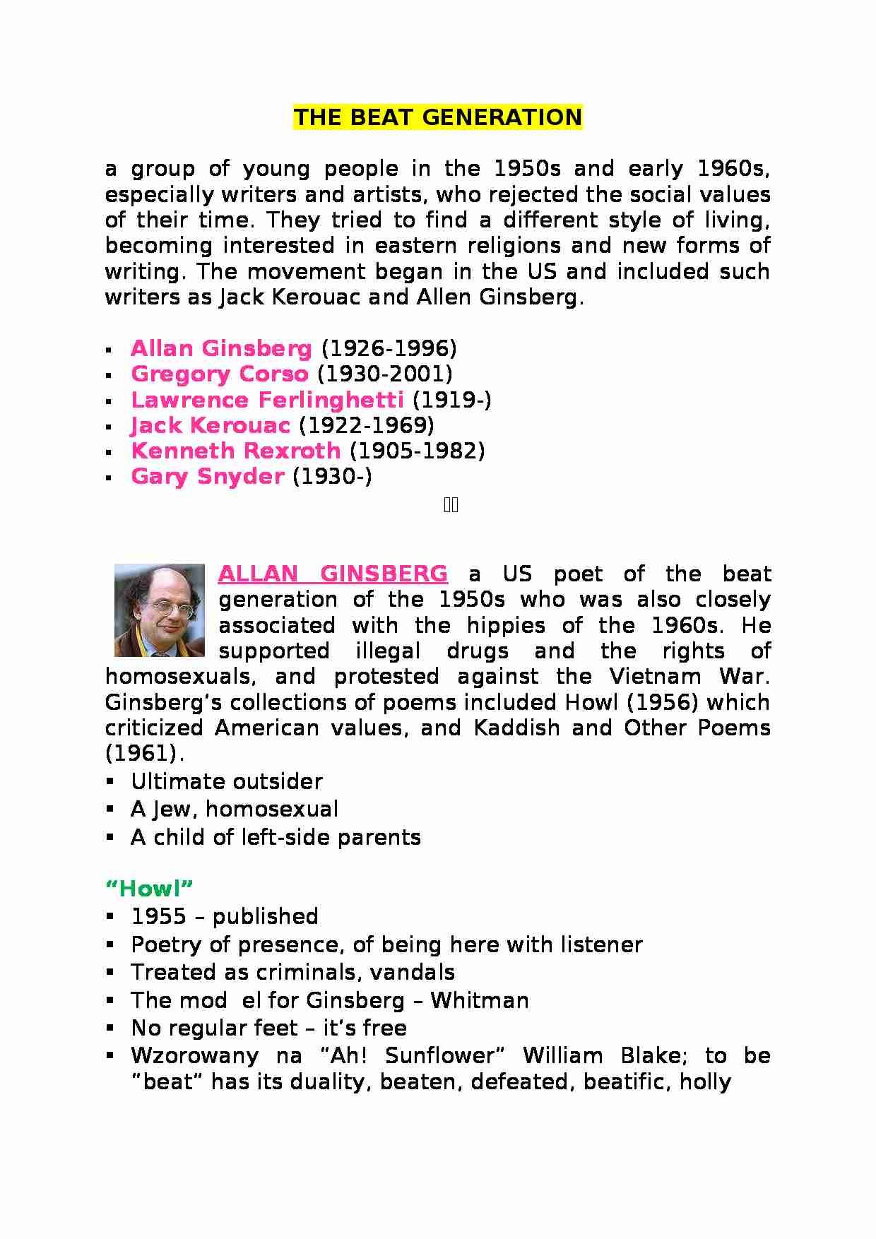 The Beat Generation-opracowanie - strona 1