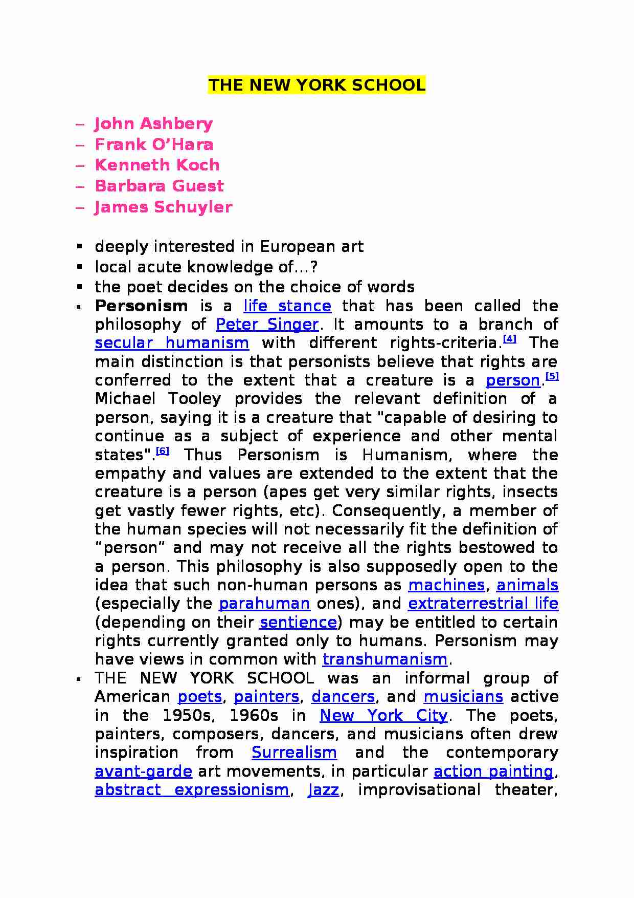 The New York School-opracowanie - strona 1