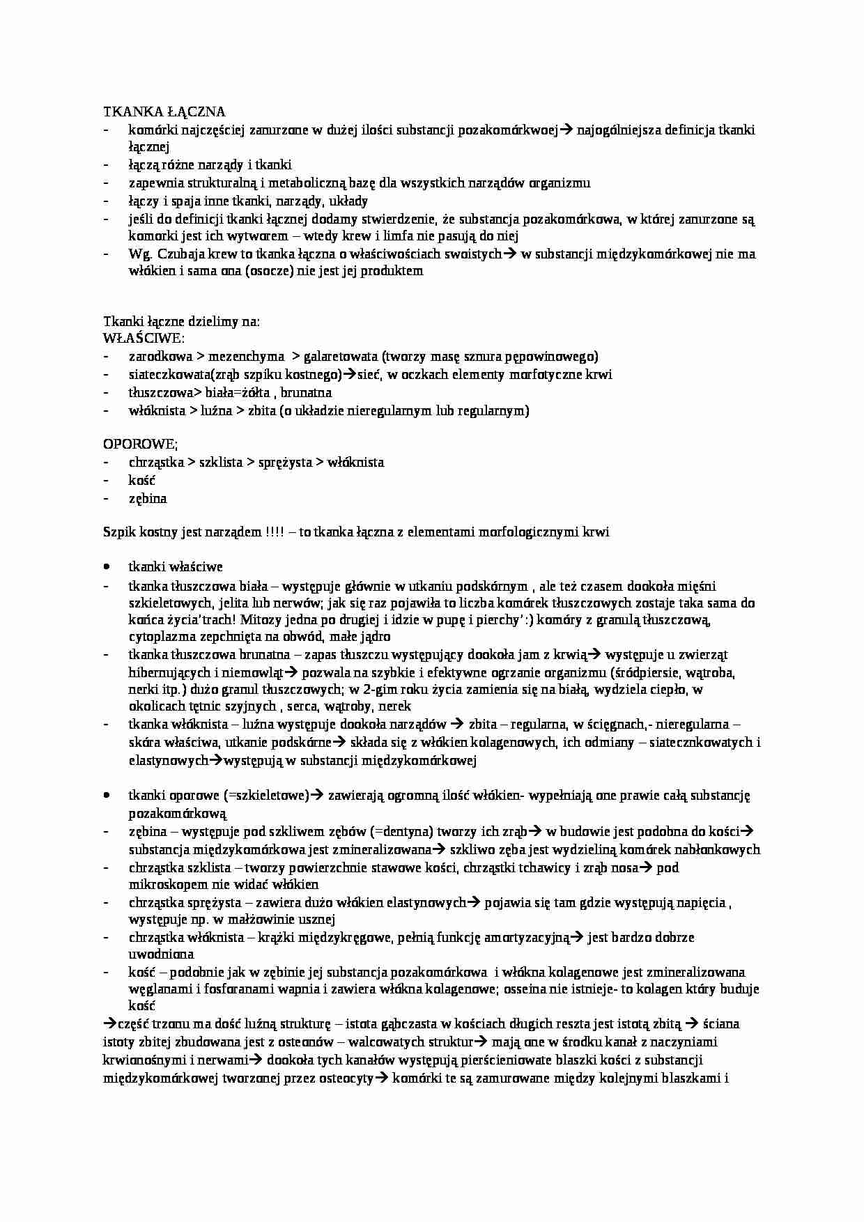 Tkanka łączna-opracowanie - strona 1