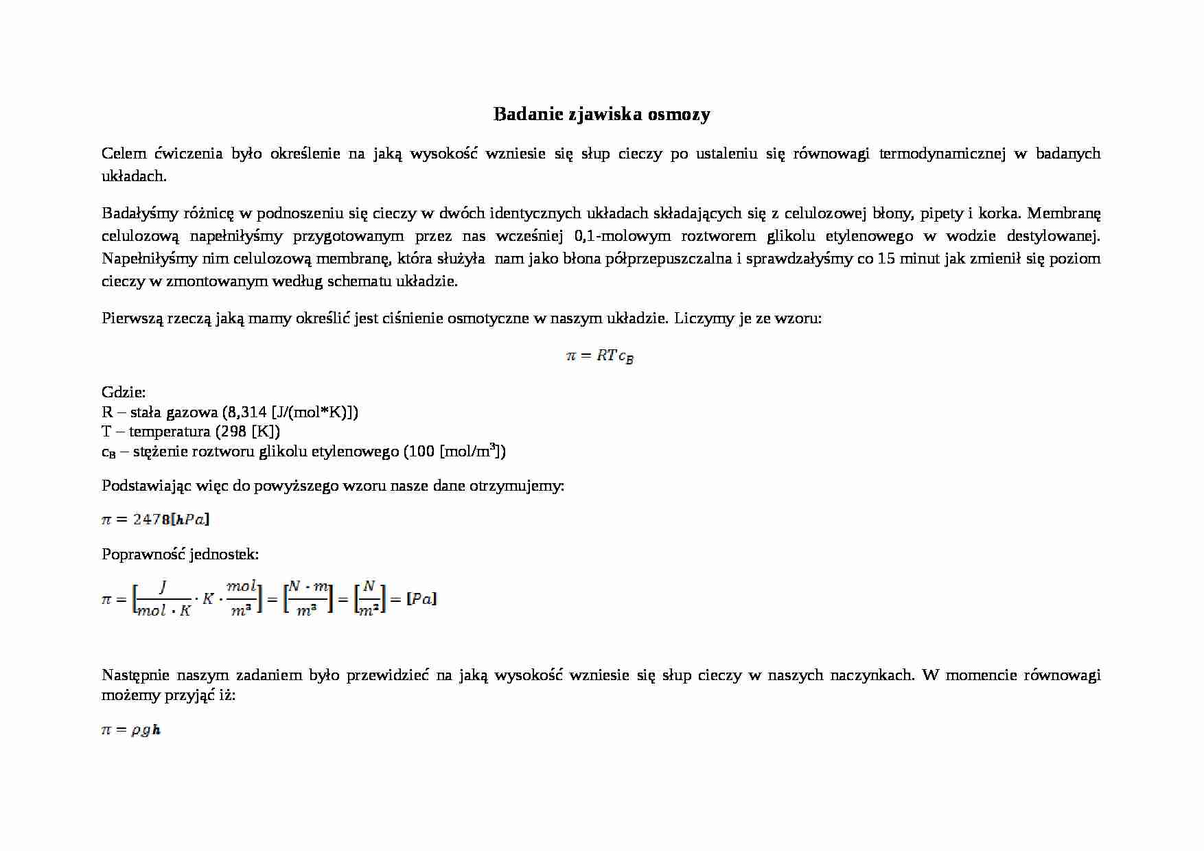 Badanie zjawiska osmozy-opracowanie - strona 1