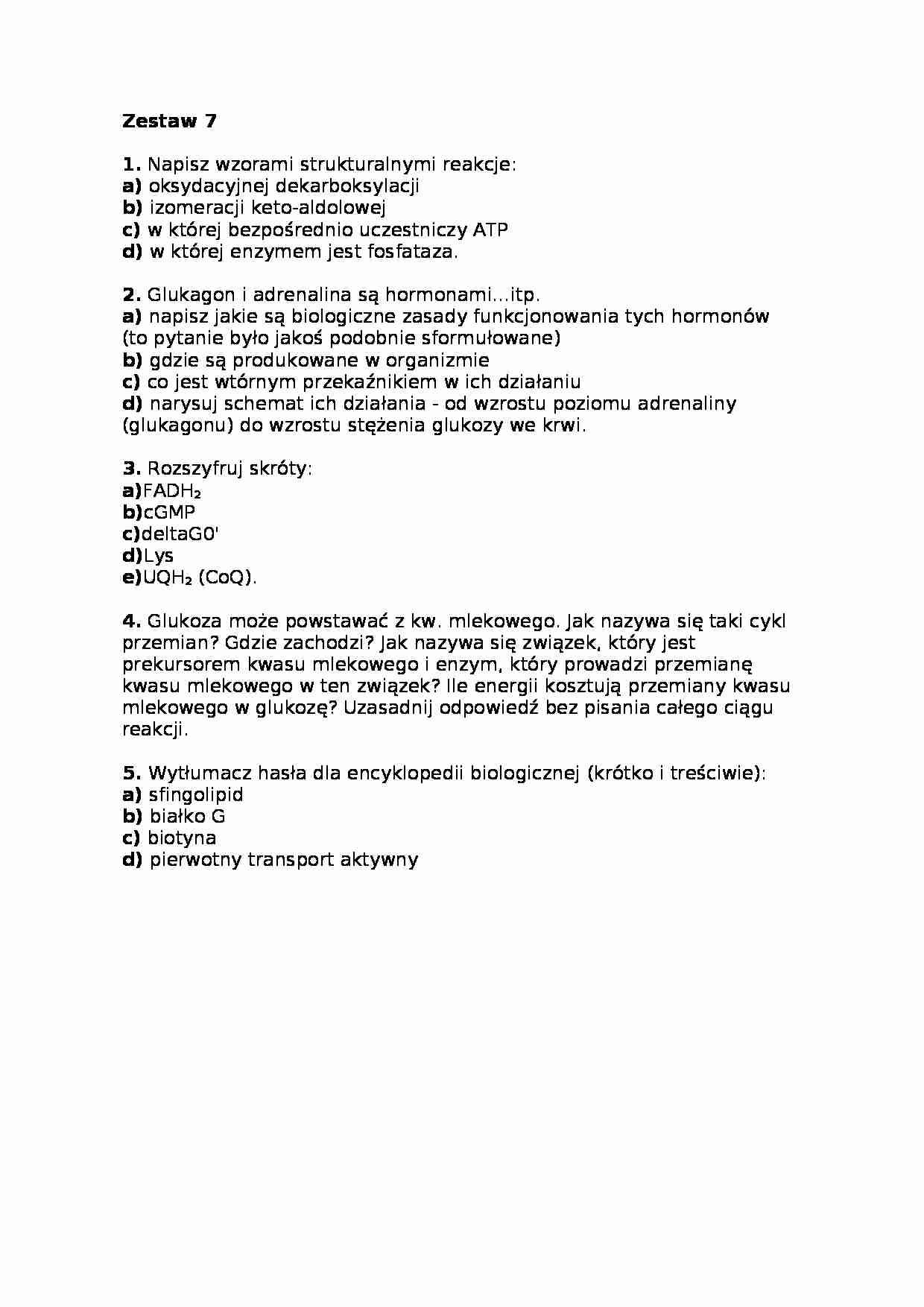 Biochemia-pytania Zestaw 7 - strona 1
