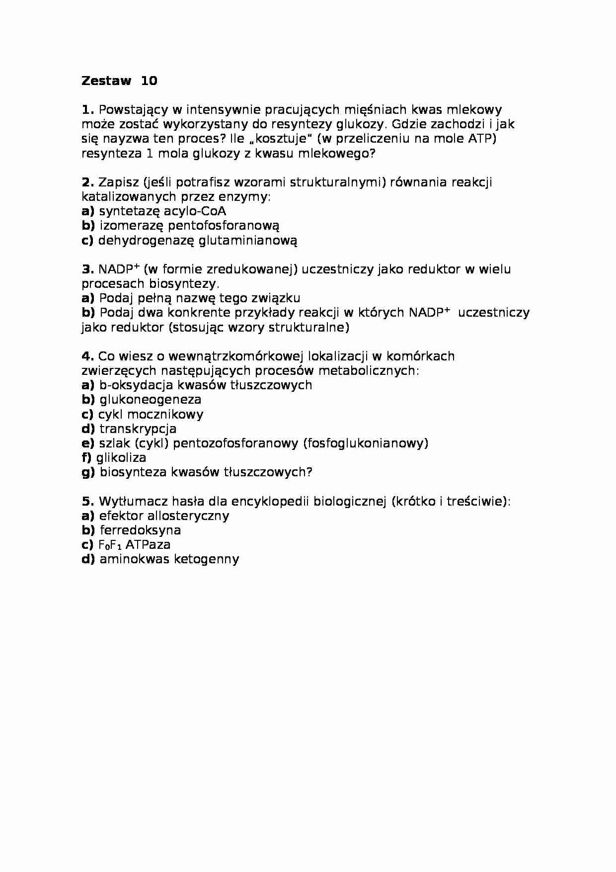 Biochemia-pytania Zestaw  10 - strona 1